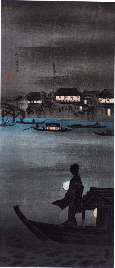 Enjoying the Evening Cool at Okawa (Okawa no suzumi) | Taisho period, early 20th century