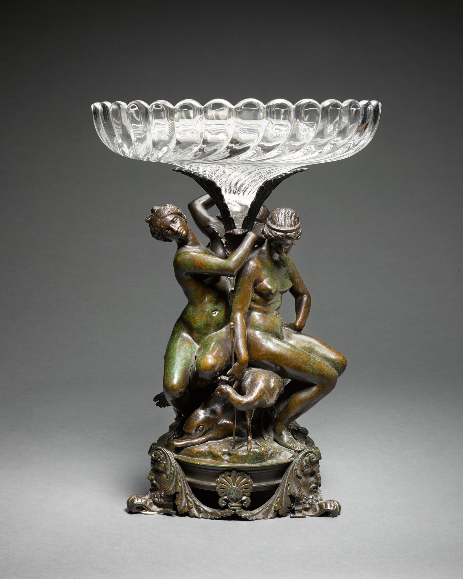 Antoine-Louis Barye — Candelabra base with three goddesses 