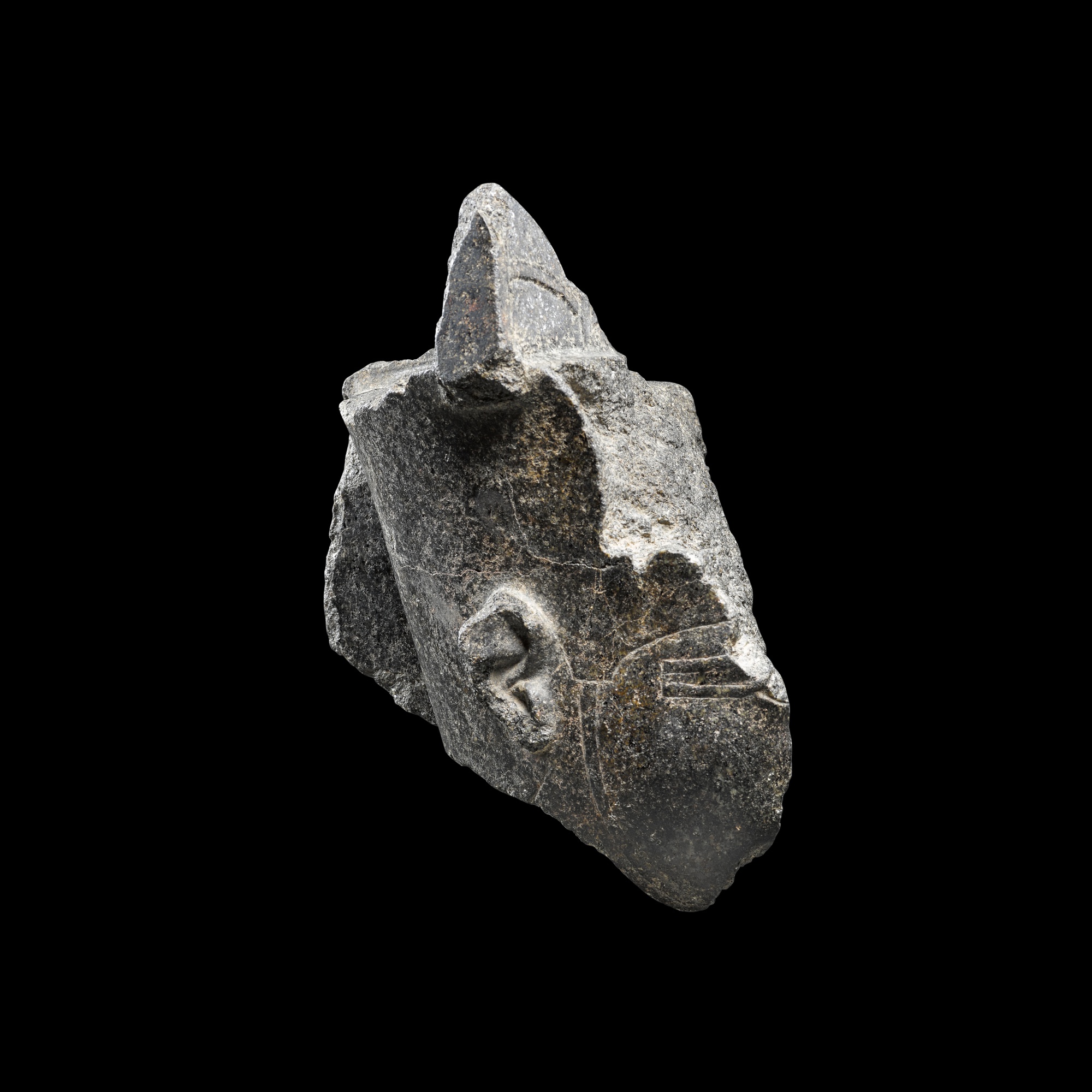 A Fragmentary Egyptian Granite head of the God Amun — A Fragmentary Egyptian Granite head of the God Amun, 18th Dynasty, 1540-1292 B.C.