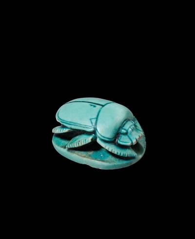 An Egyptian Turquoise-glazed Steatite Scarab
