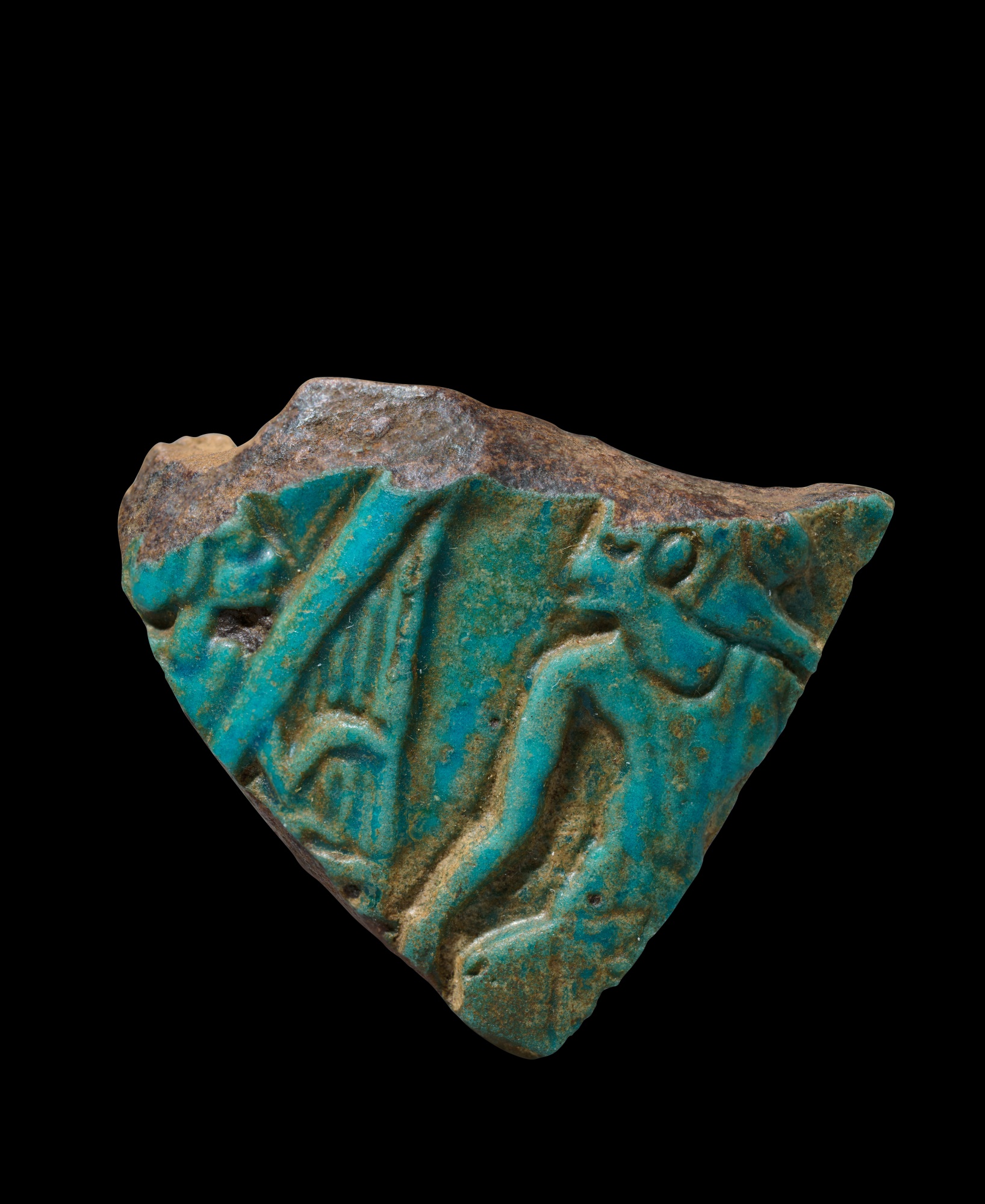 An Egyptian Turquoise Faience Fragment from a Vessel — An Egyptian Turquoise Faience Fragment from a Vessel, 3rd Intermediate Period, 1075-716 B.C.