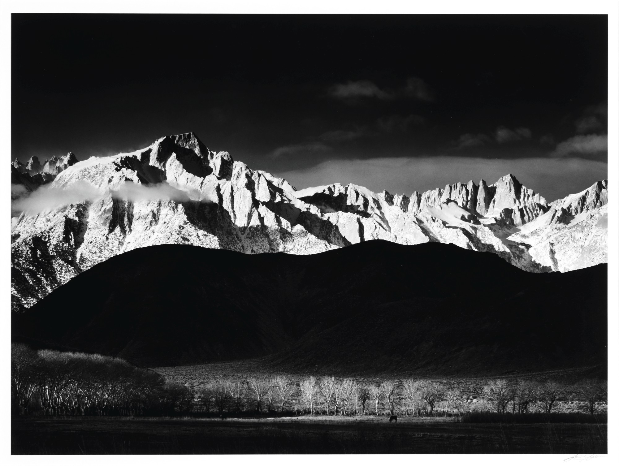 Ansel Adams — 'Winter Sunrise, Sierra Nevada from Lone Pine, California'