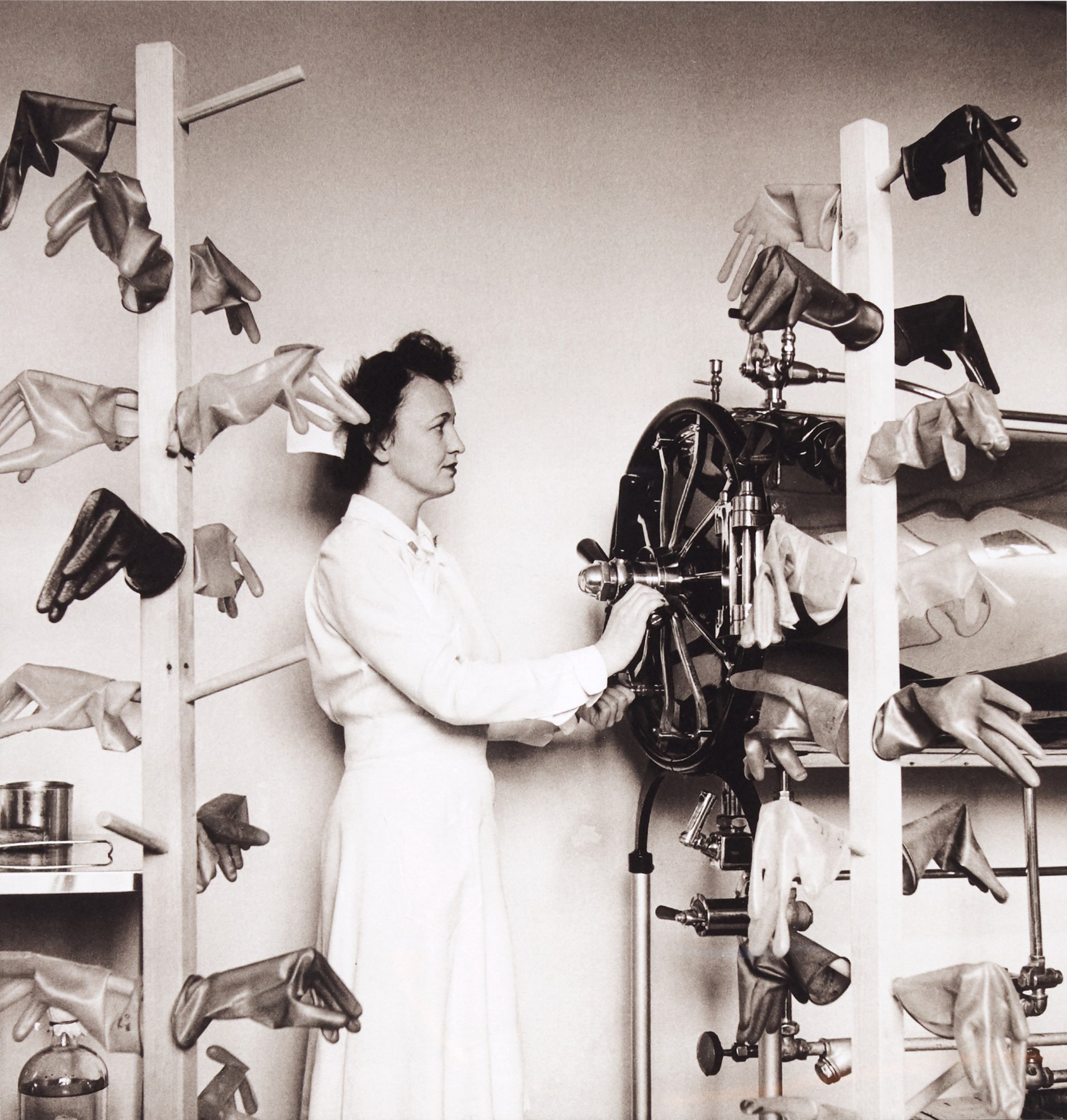 Surgical Gloves Are Sterilised and Dried on Stands, Churchill Hospital, Oxford