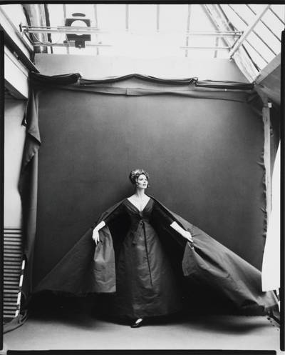 Suzy Parker, model. Dress by Dior, Paris