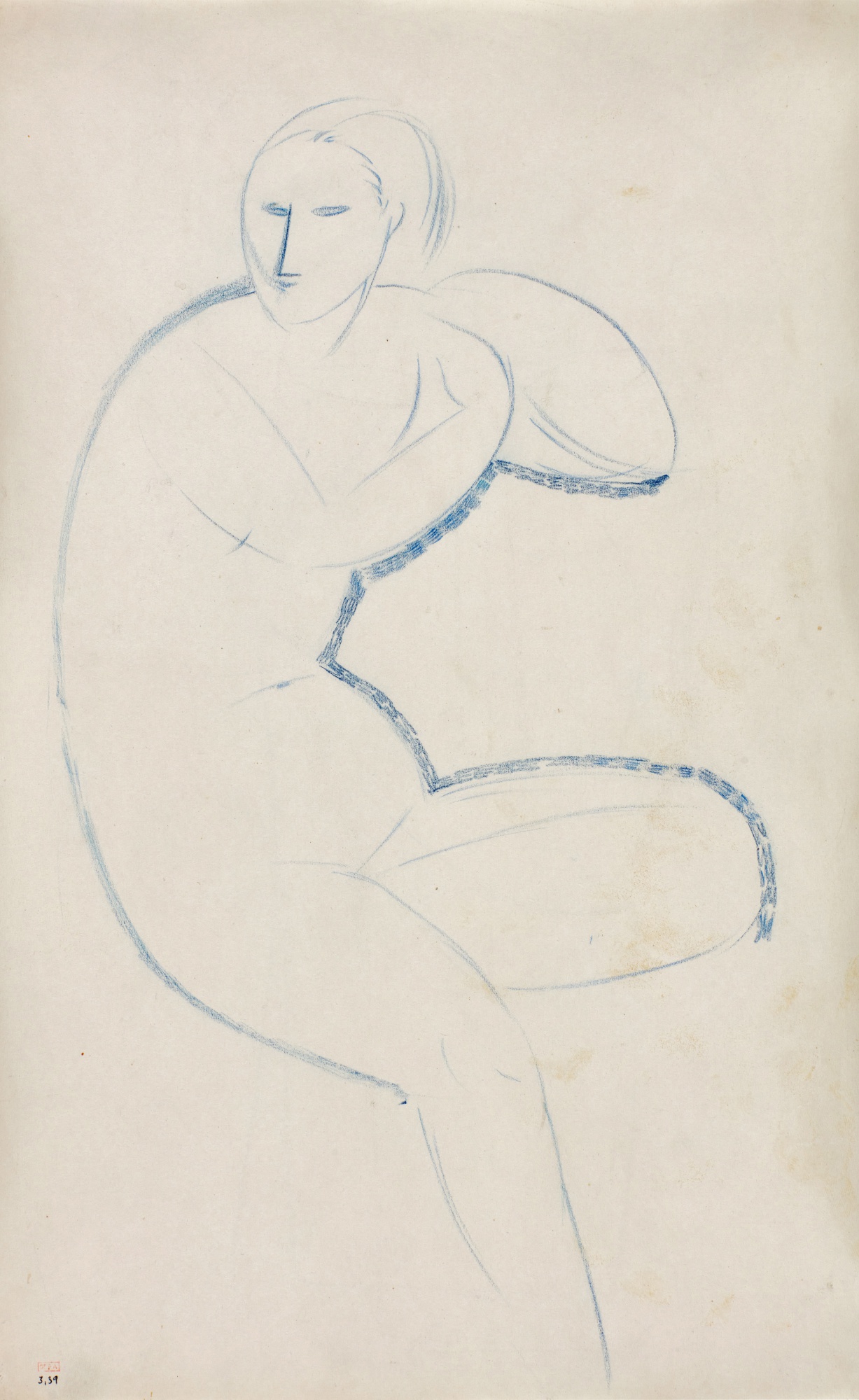 Amedeo Modigliani — Nu bleu – recto; Tête, vue de trois quarts à gauche - verso