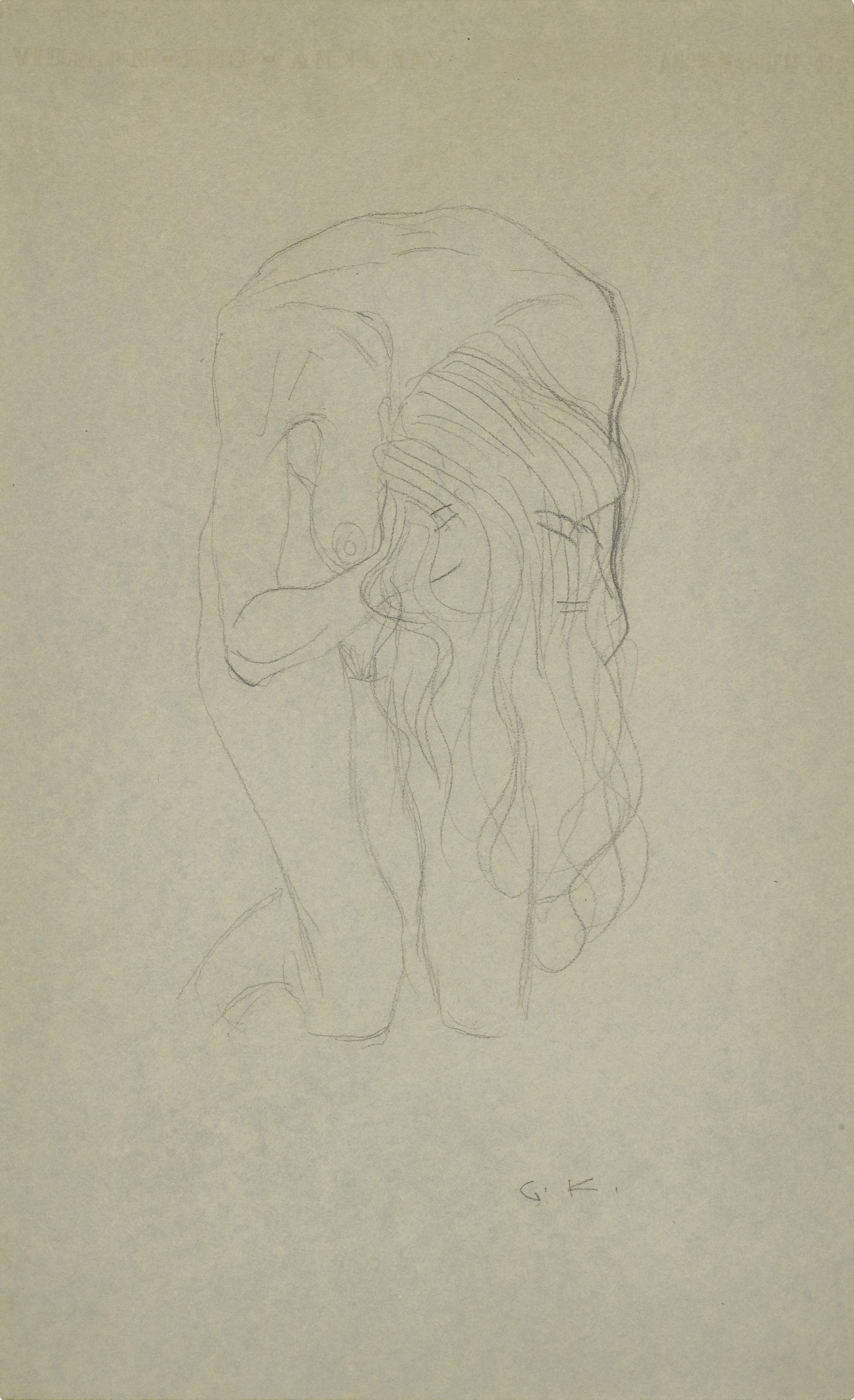 Gustav Klimt — Kniender Frauenakt von vorne (Kneeling female nude from the front)