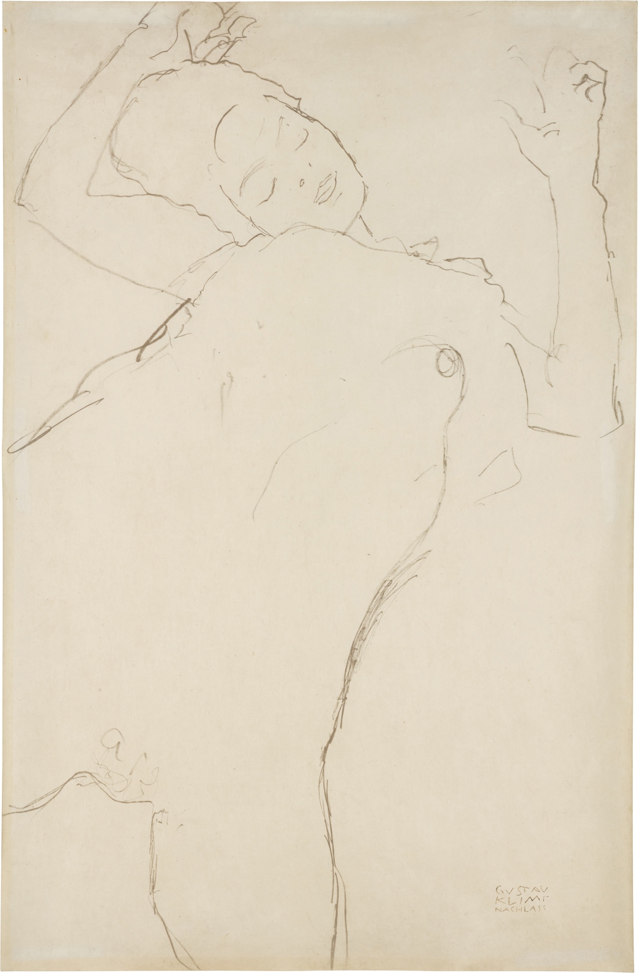 Halbakt mit erhobenen Armen (Half nude with raised arms)