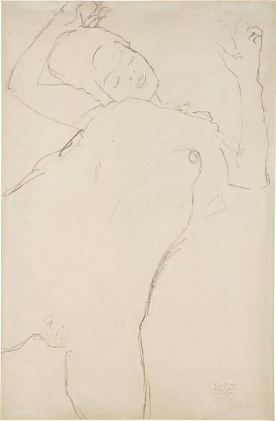 Halbakt mit erhobenen Armen (Half nude with raised arms)