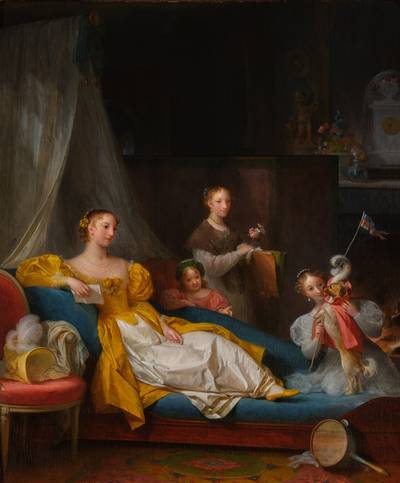A woman on a chaise longue in an interior