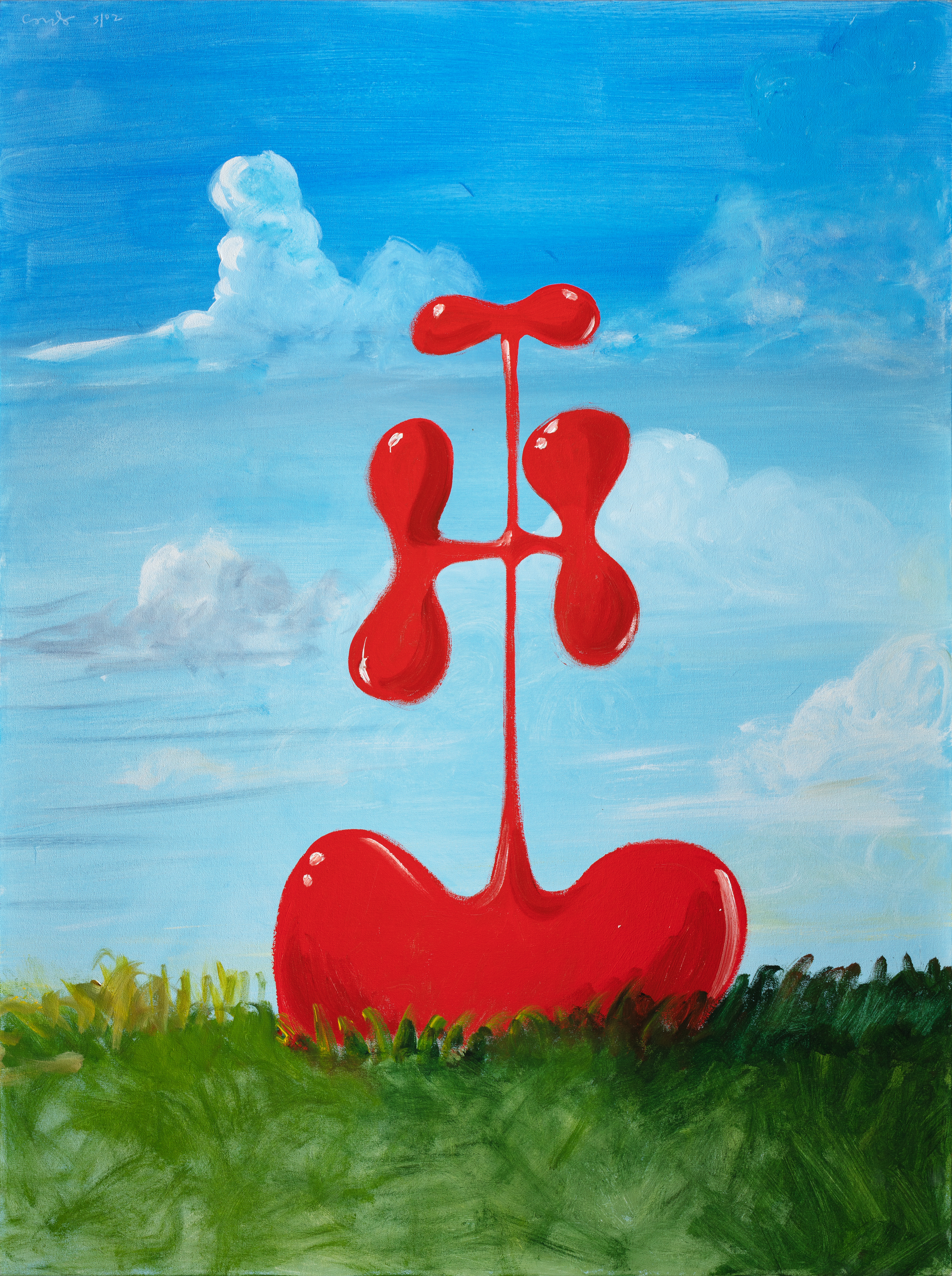 George Condo — Red Expanding Form in Landscape