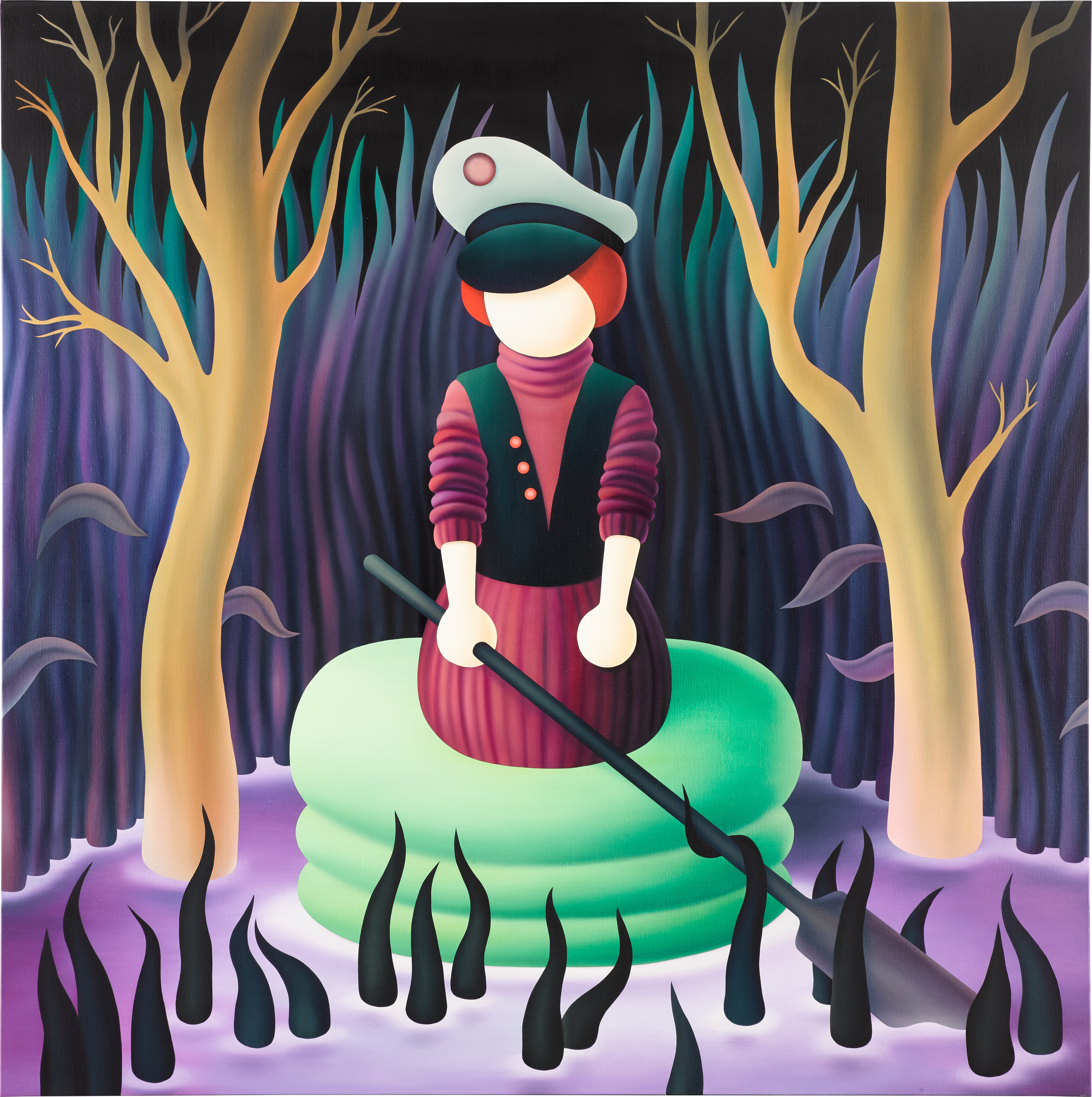 A Guard in a Green Inflatable Boat