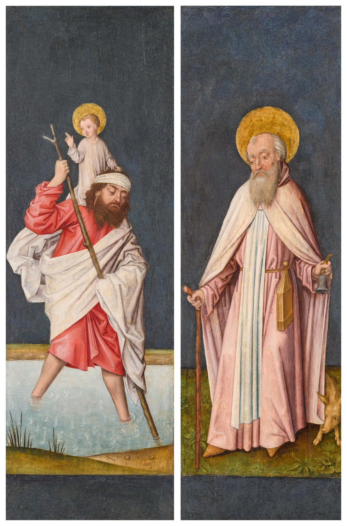 Circle of the Master of the Saint Bartholomew Altarpiece, circa 1480 — Saint Christopher; Saint Anthony the Abbot