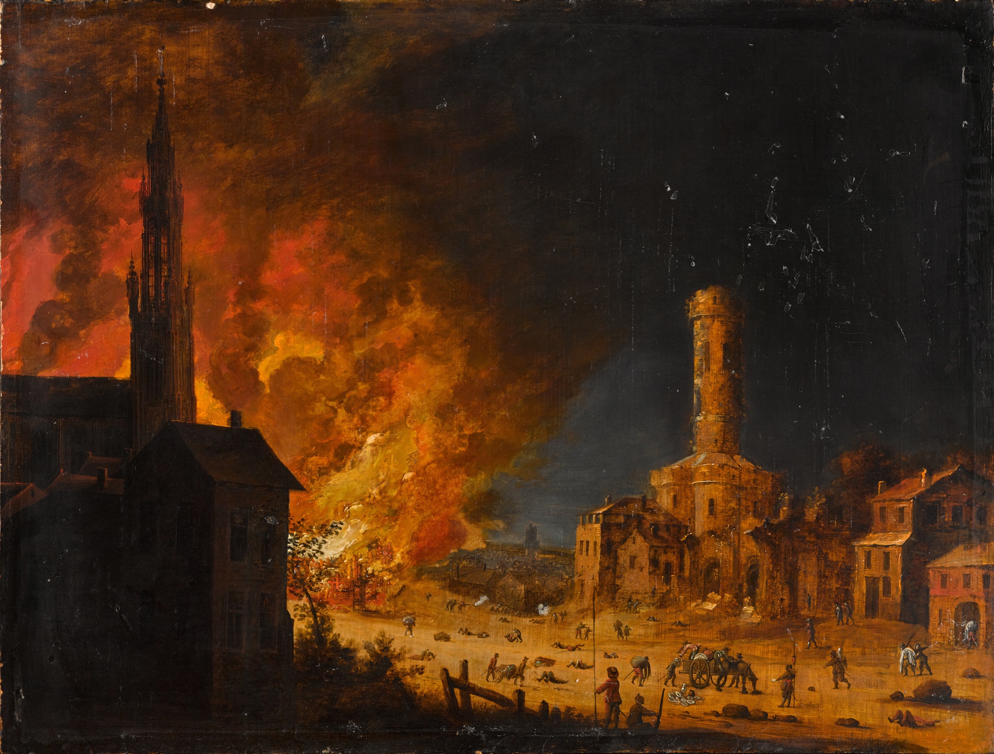 Daniël van Heil — The aftermath of a battle in a town ravaged by fire