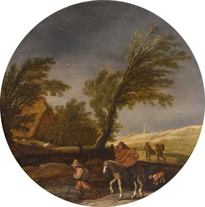 A horseman on a path in a storm