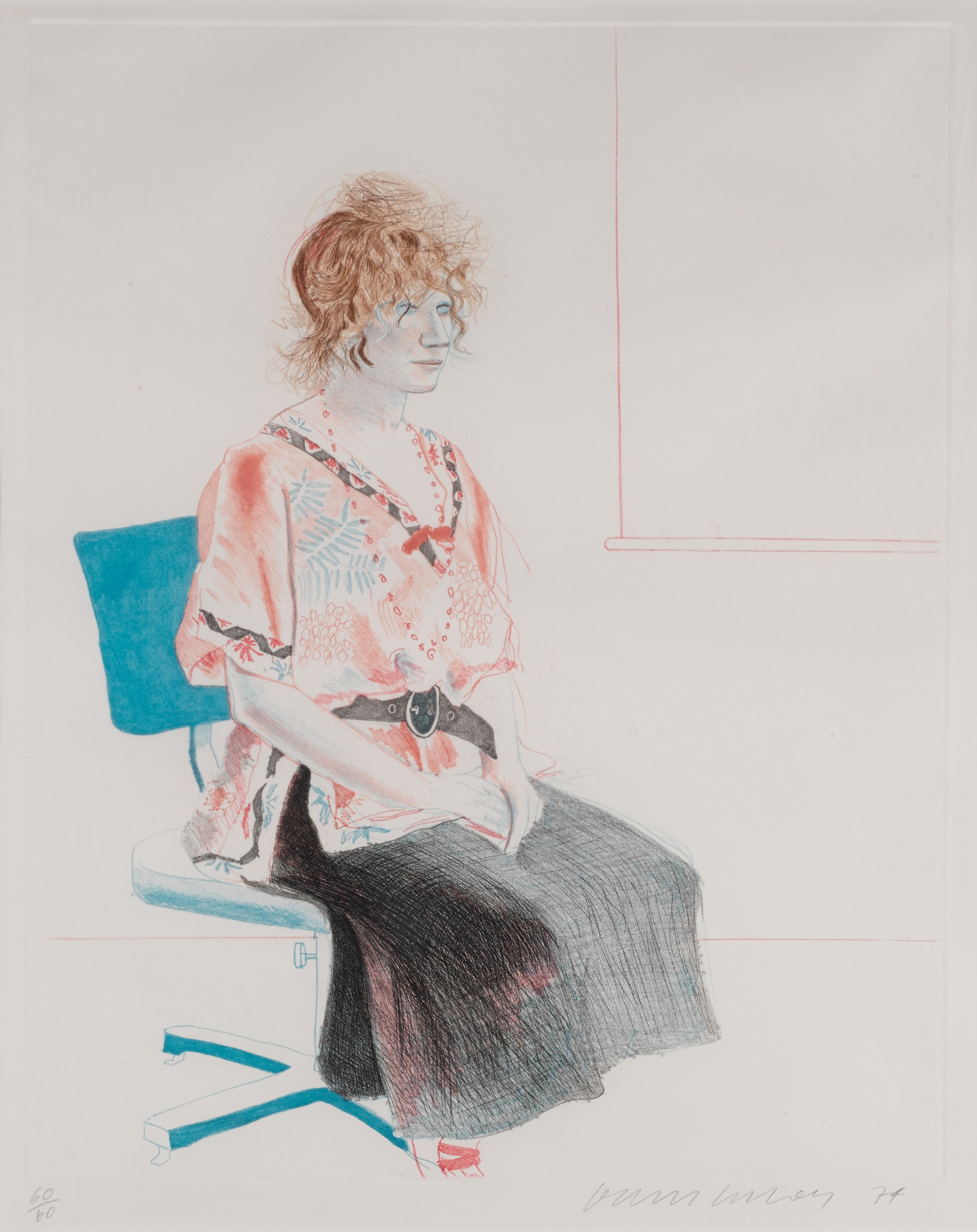 David Hockney — Celia Seated in an Office Chair