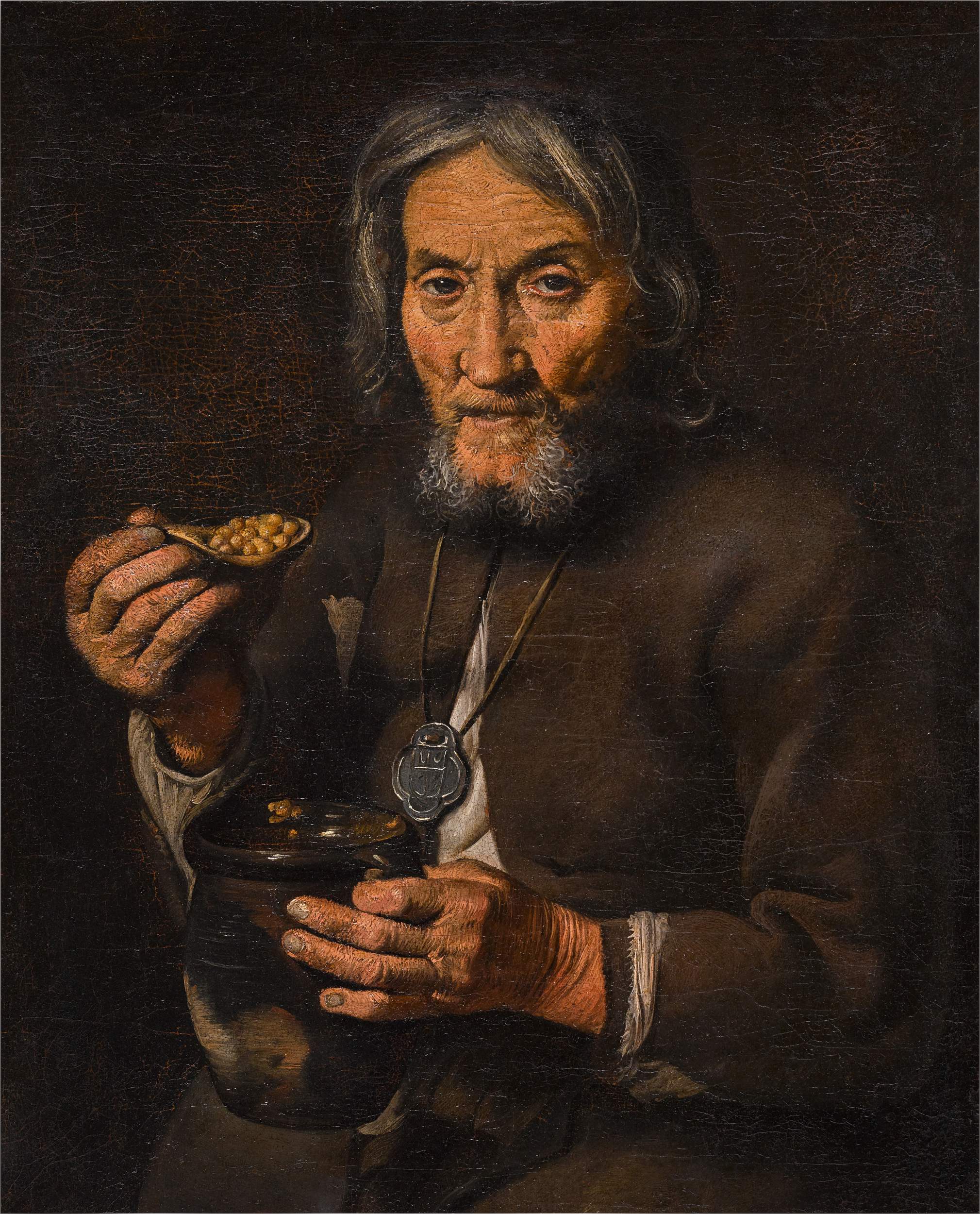 Pietro Bellotti — A man eating chickpeas