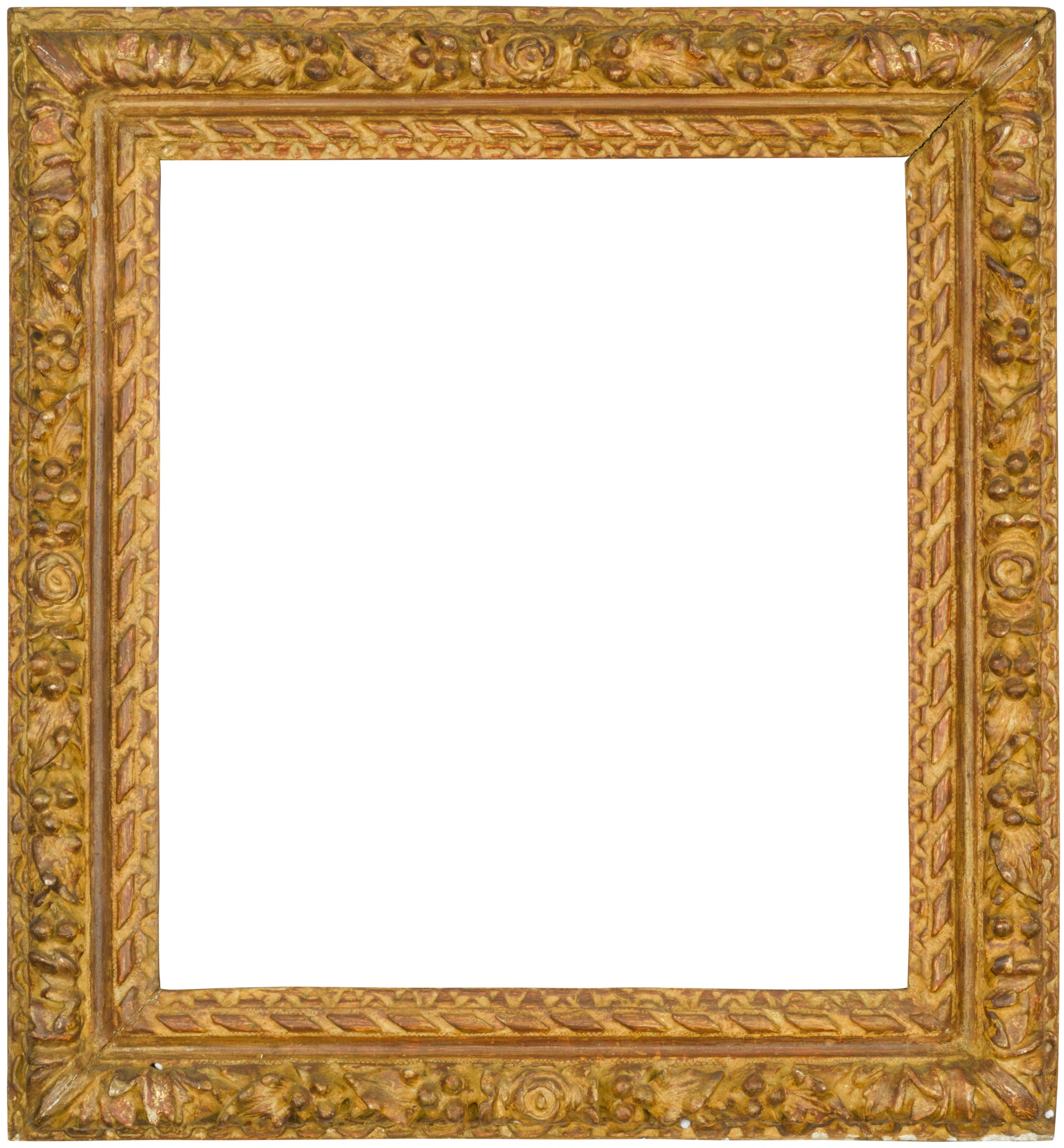 A Louis XIII-style carved giltwood garland frame — A Louis XIII-style carved giltwood garland frame