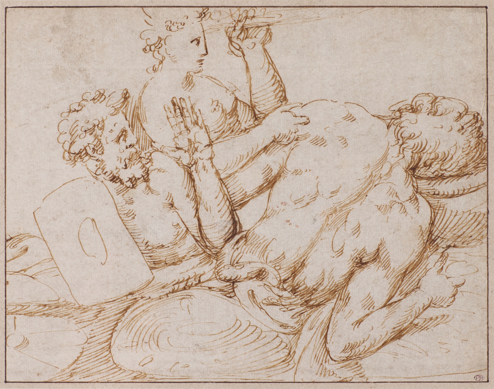 Attributed to Bartolomeo Neroni, called Il Riccio — Two Male Figures and a Female Figure