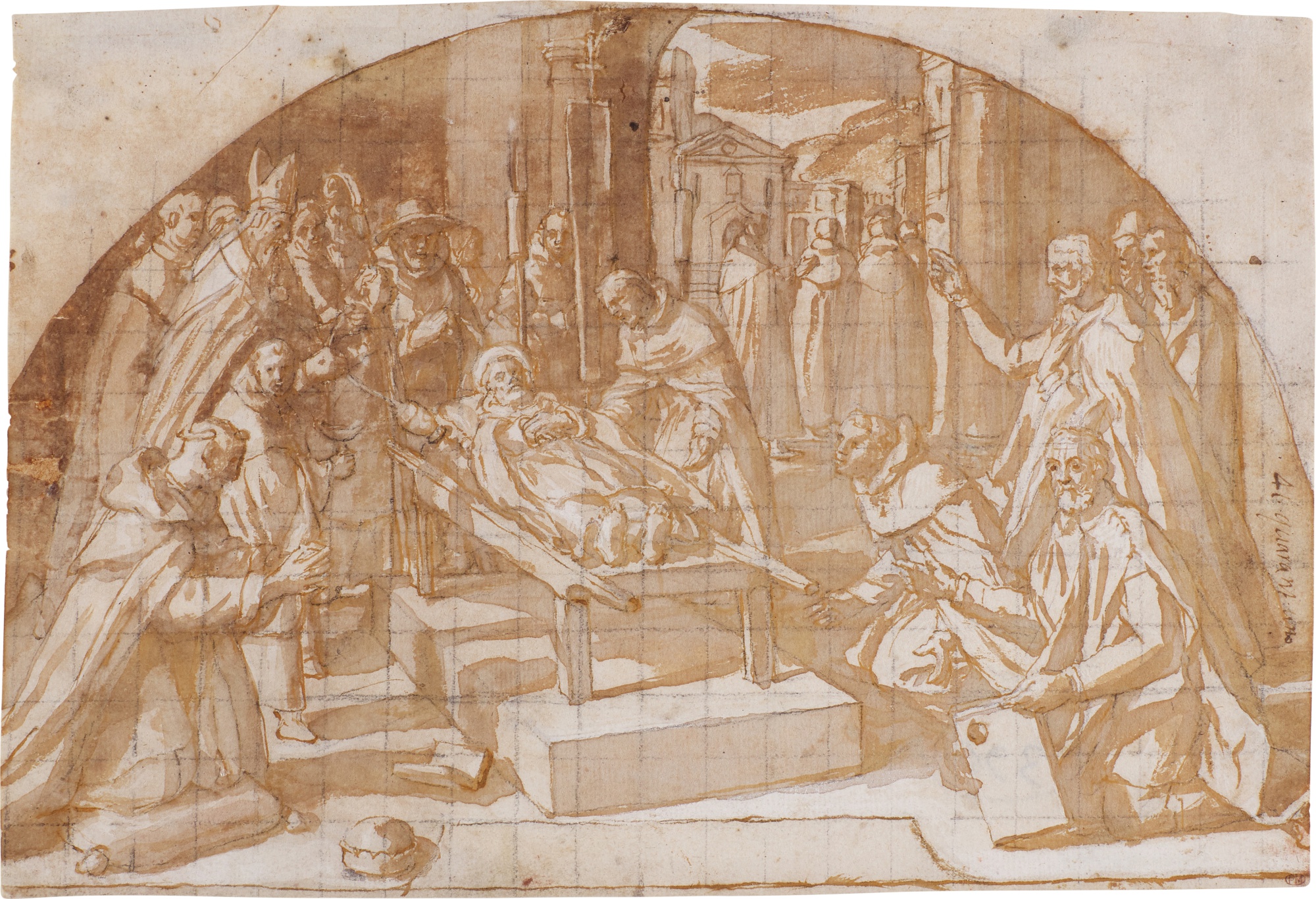 Italian School, 17th Century — Design for a lunette: Death of a saint