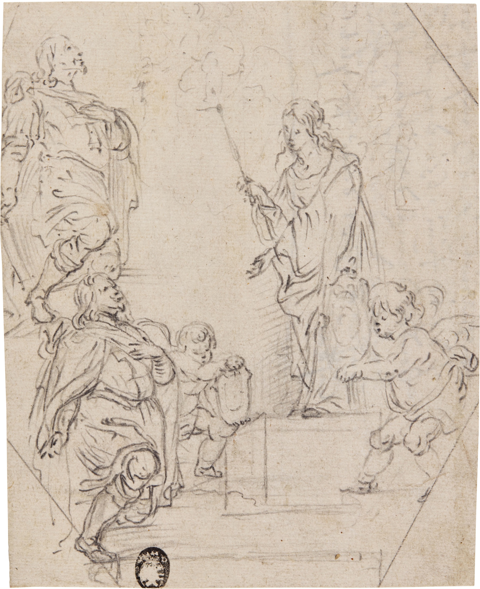 Attributed to Cornelis Schut III — A saintly figure receiving a nobleman