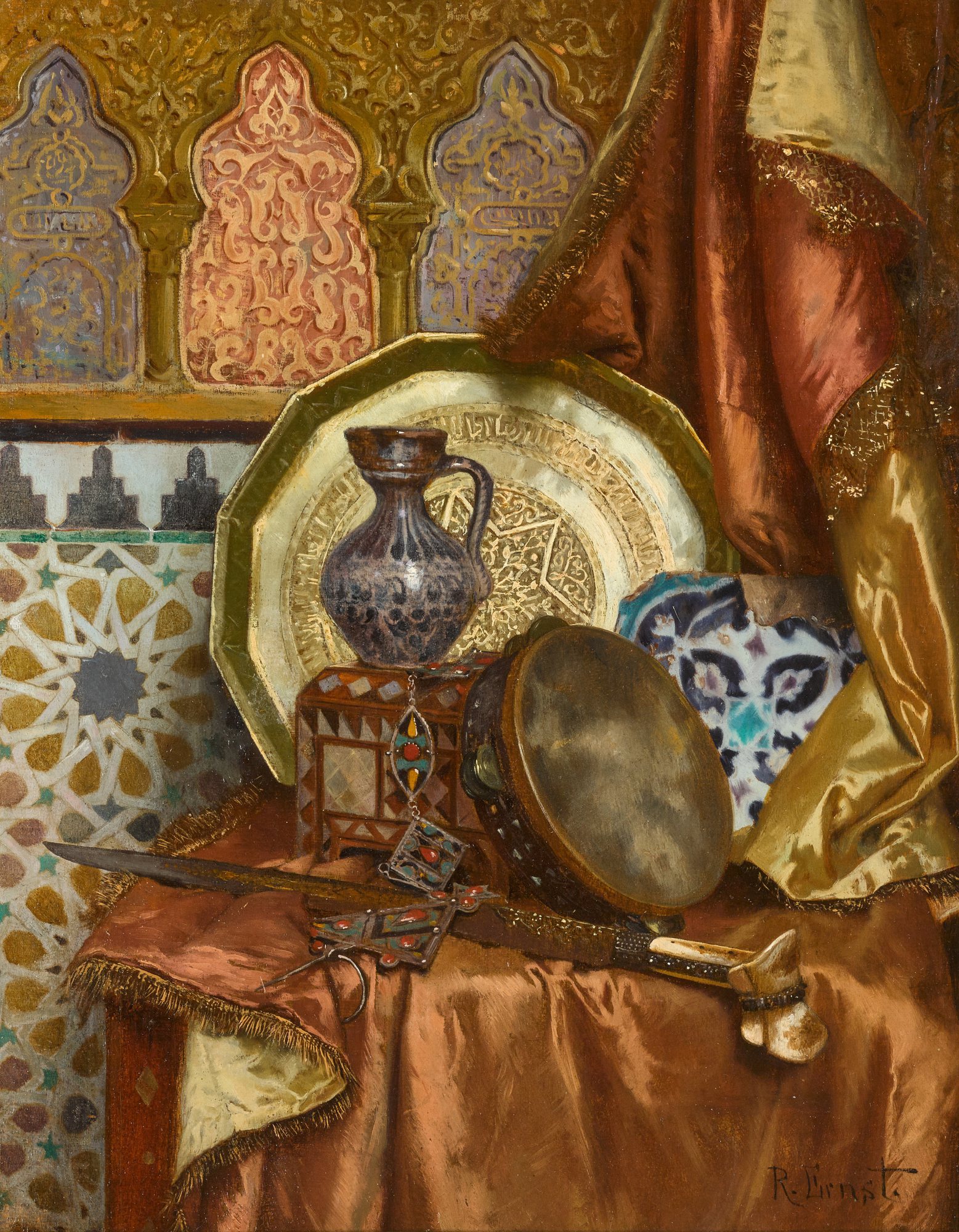 Rudolf Ernst — A Still life with Moroccan Objects