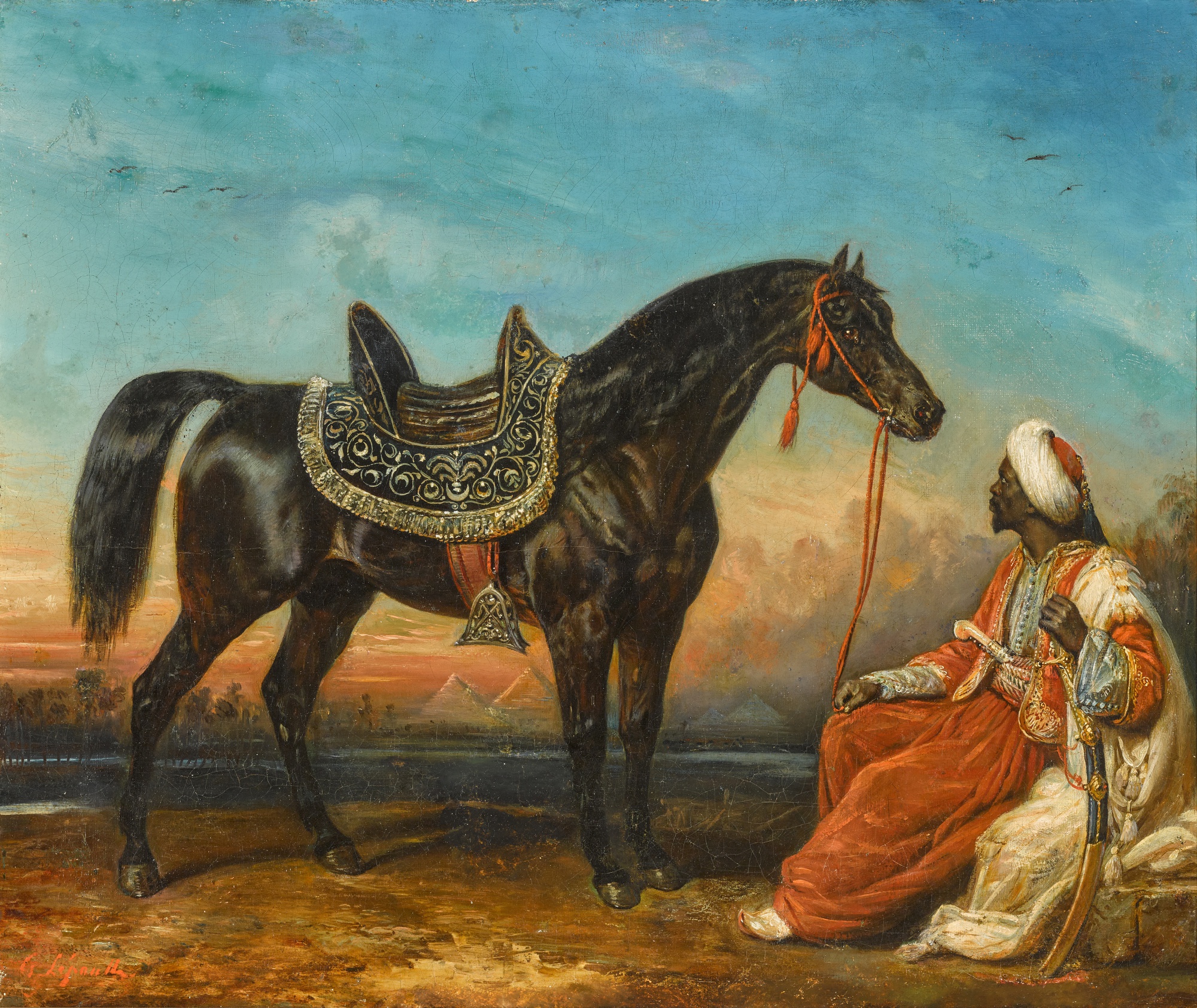 François-Gabriel Lépaulle — An Arabian Stallion and his Groom, Egypt