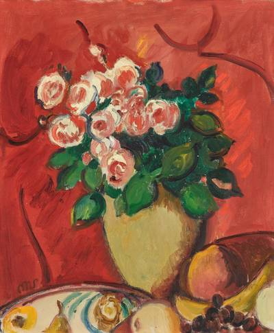 Still Life with Vase of Flowers and Fruit
