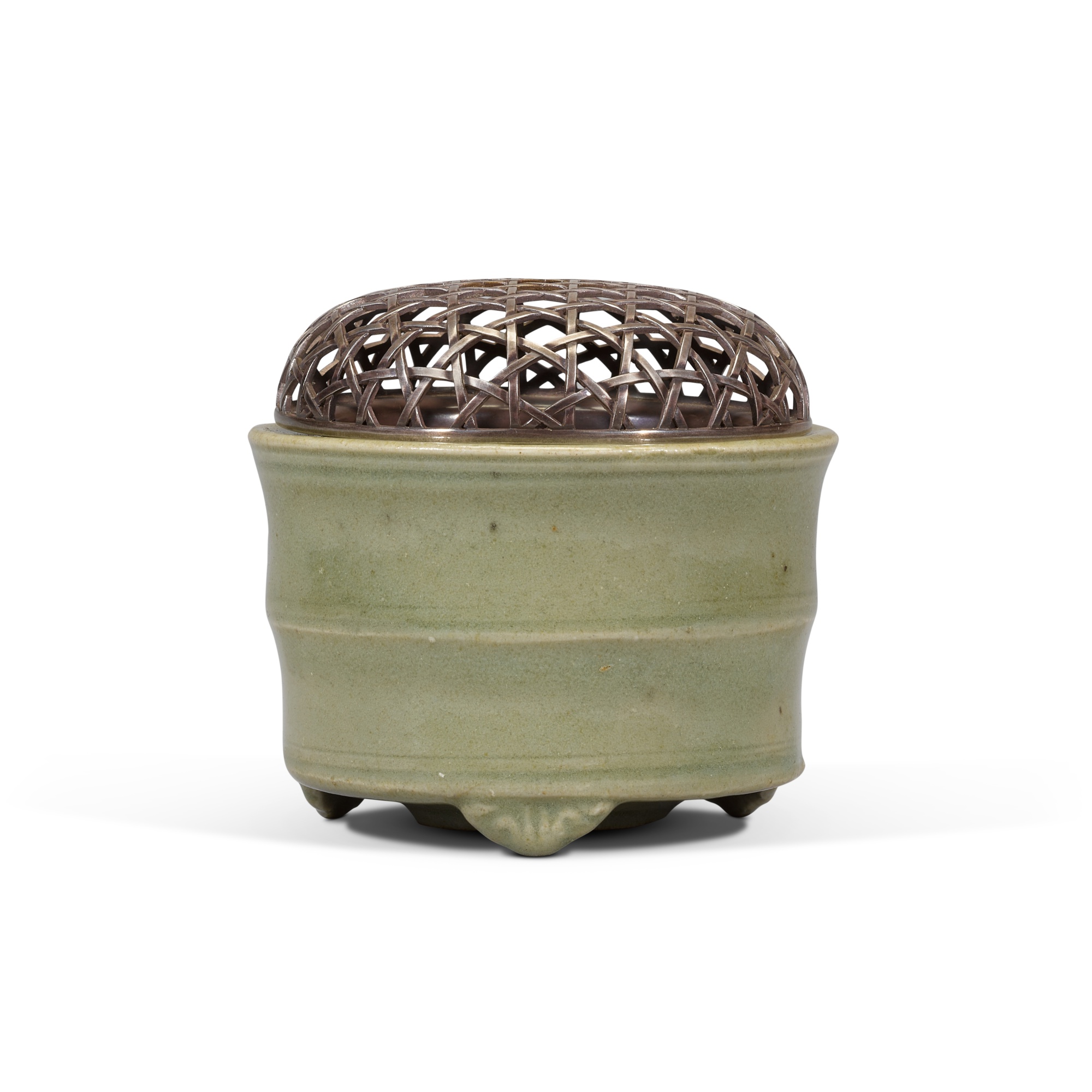 Unknown — A small 'Longquan' celadon-glazed tripod censer, Yuan/Ming dynasty