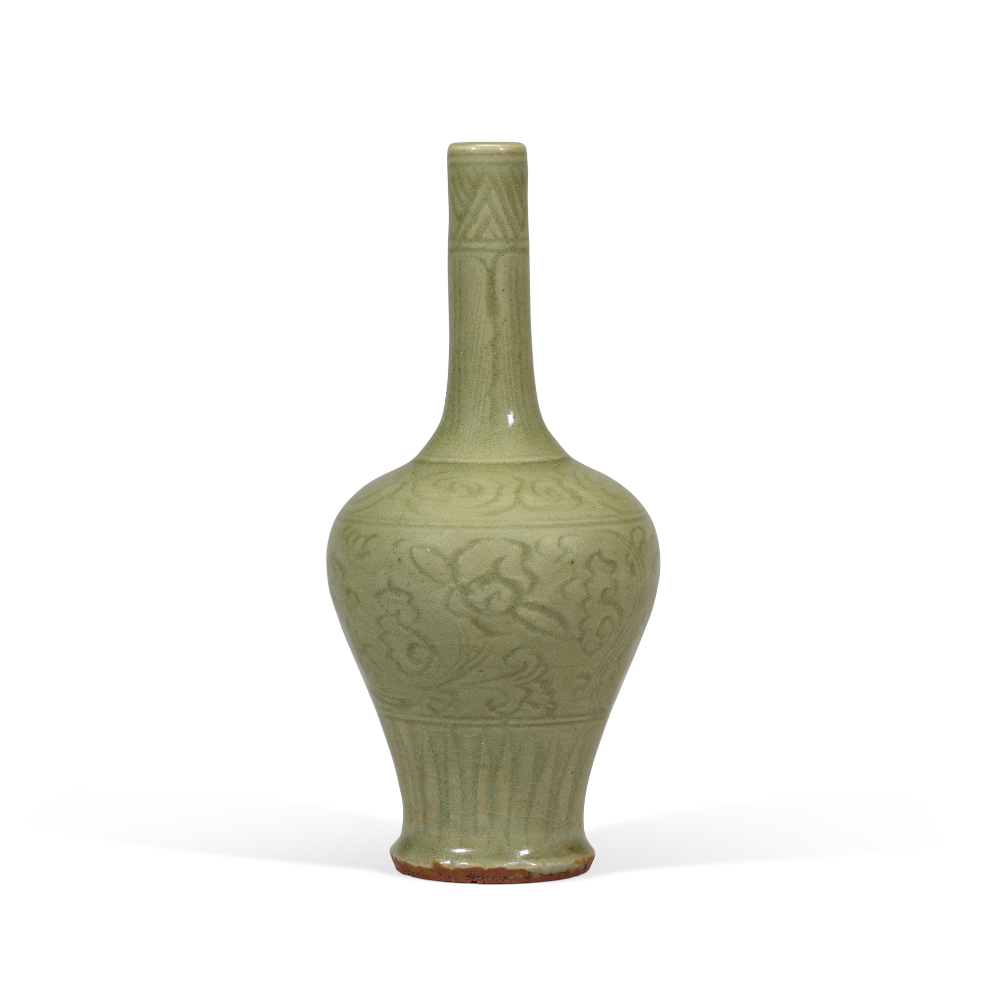 Unknown — A small carved 'Longquan' celadon-glazed vase, Ming dynasty