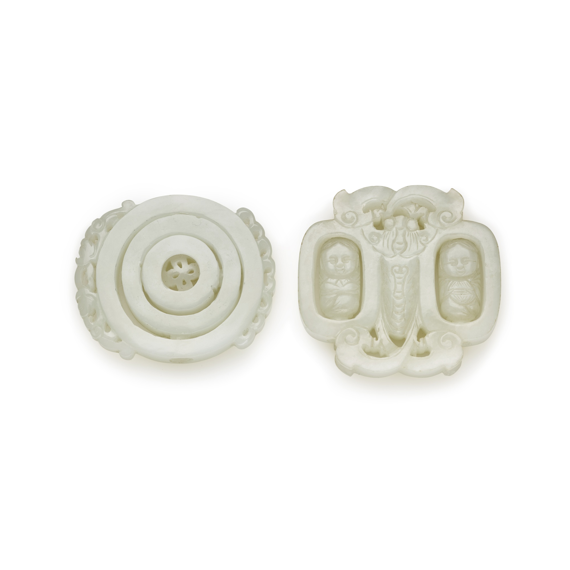 Two pale celadon jade plaques, 20th century — Two pale celadon jade plaques, 20th century