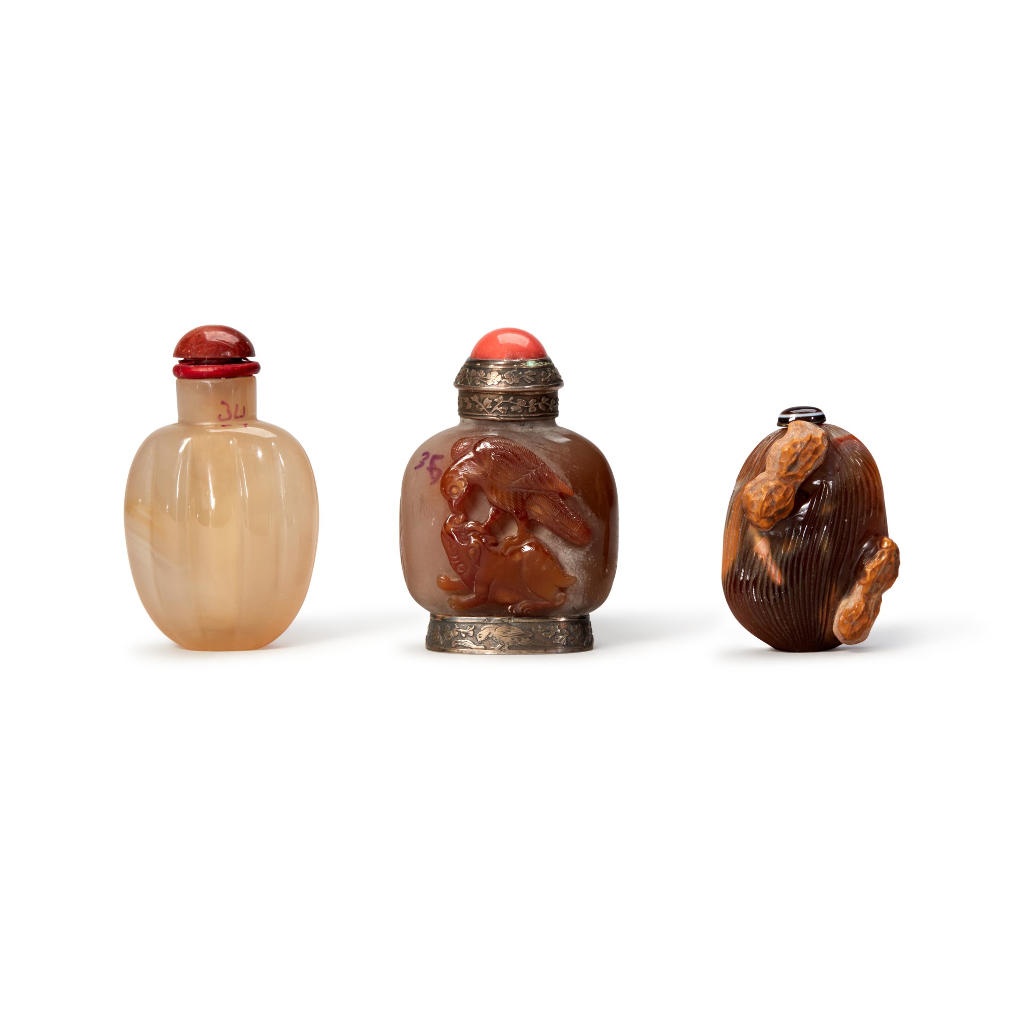 A group of three snuff bottles — A group of three snuff bottles, 19th / 20th century 