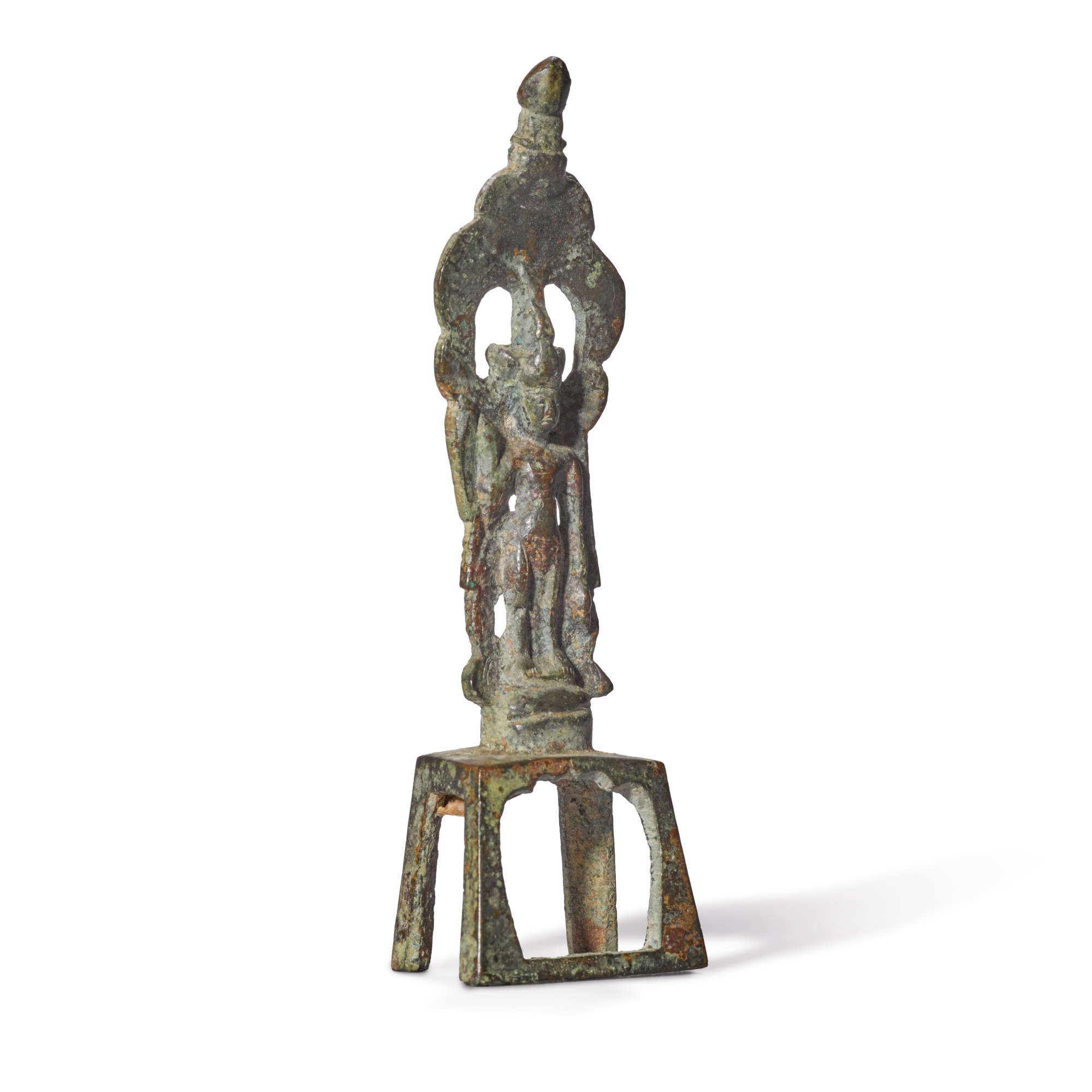 A miniature gilt-bronze figure of Bodhisattva Avalokitesvara — A miniature gilt-bronze figure of Bodhisattva Avalokitesvara, Sui dynasty 