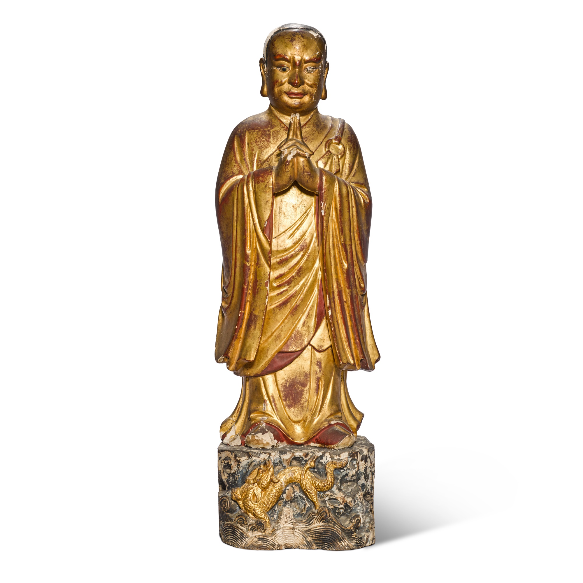 Unknown — A large gilt-lacquered wood figure of a Luohan, 17th / 18th century 
