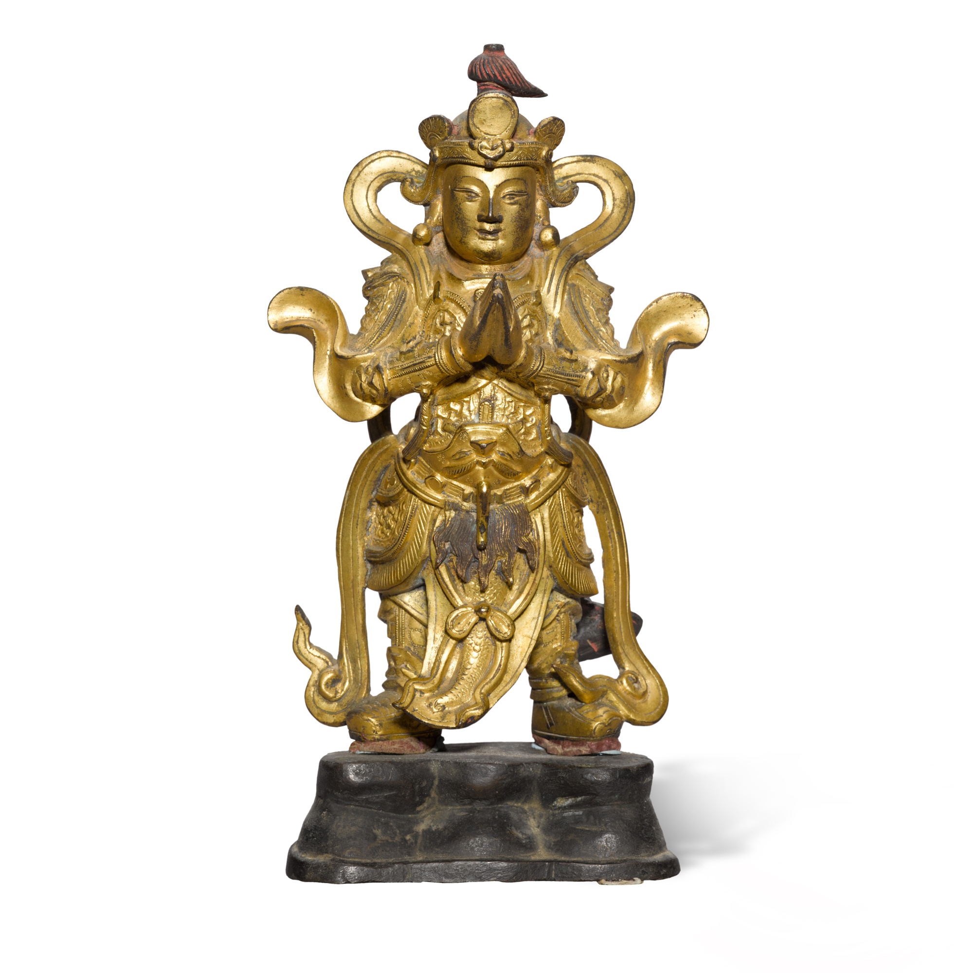 A gilt-bronze figure of Weituo, — A gilt-bronze figure of Weituo, Qing dynasty, 18th century 
