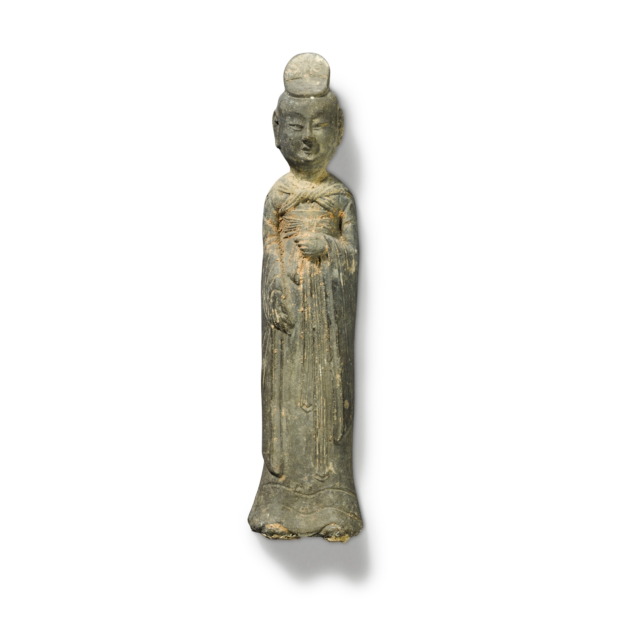 A small grey pottery figure of a lady, — A small grey pottery figure of a lady, Northern Wei dynasty 