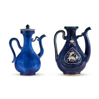 A blue-glazed ewer, Ming dynasty, 16h century 