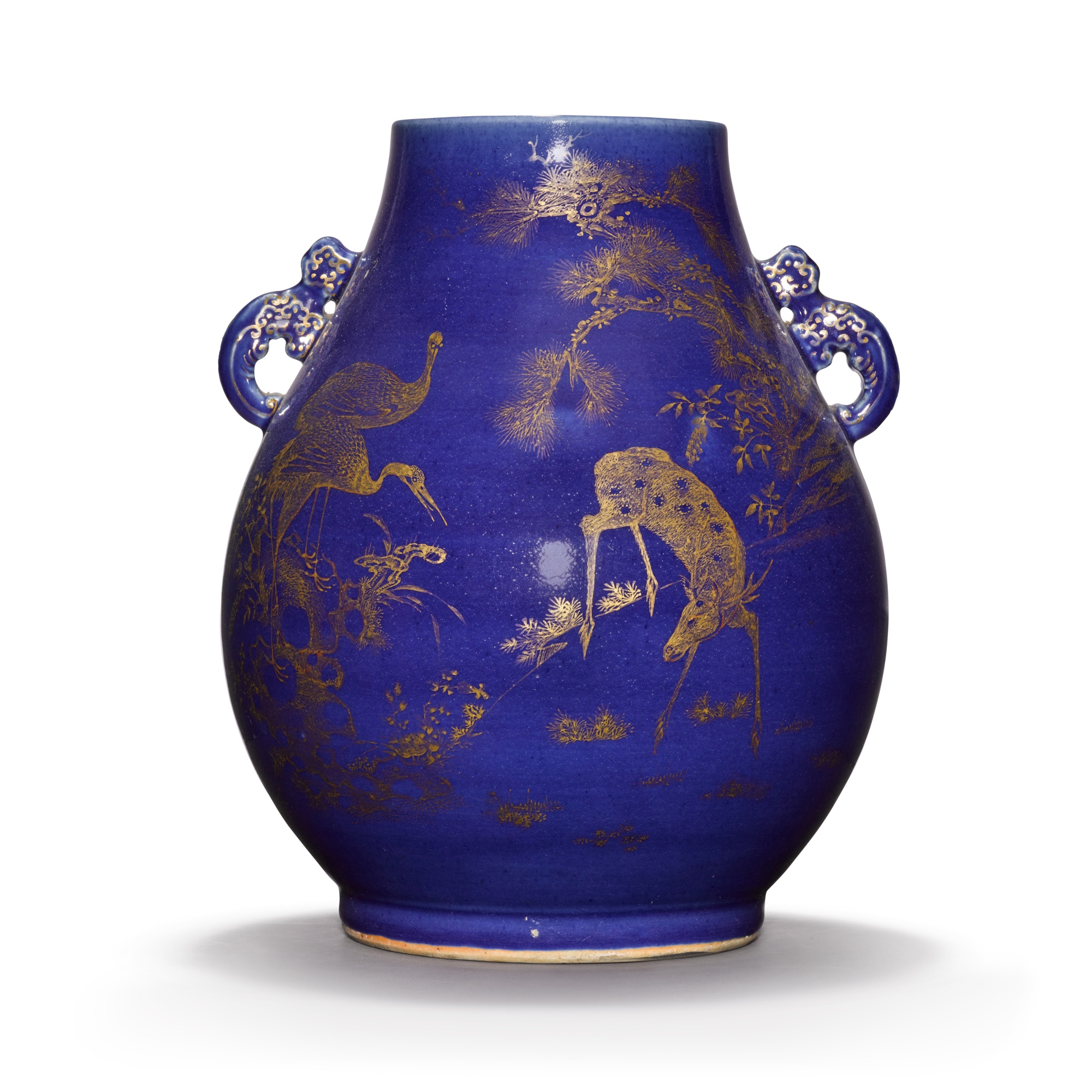 Unknown — A large blue-ground and gilt-decorated vase, Qing dynasty, Guangxu period 
