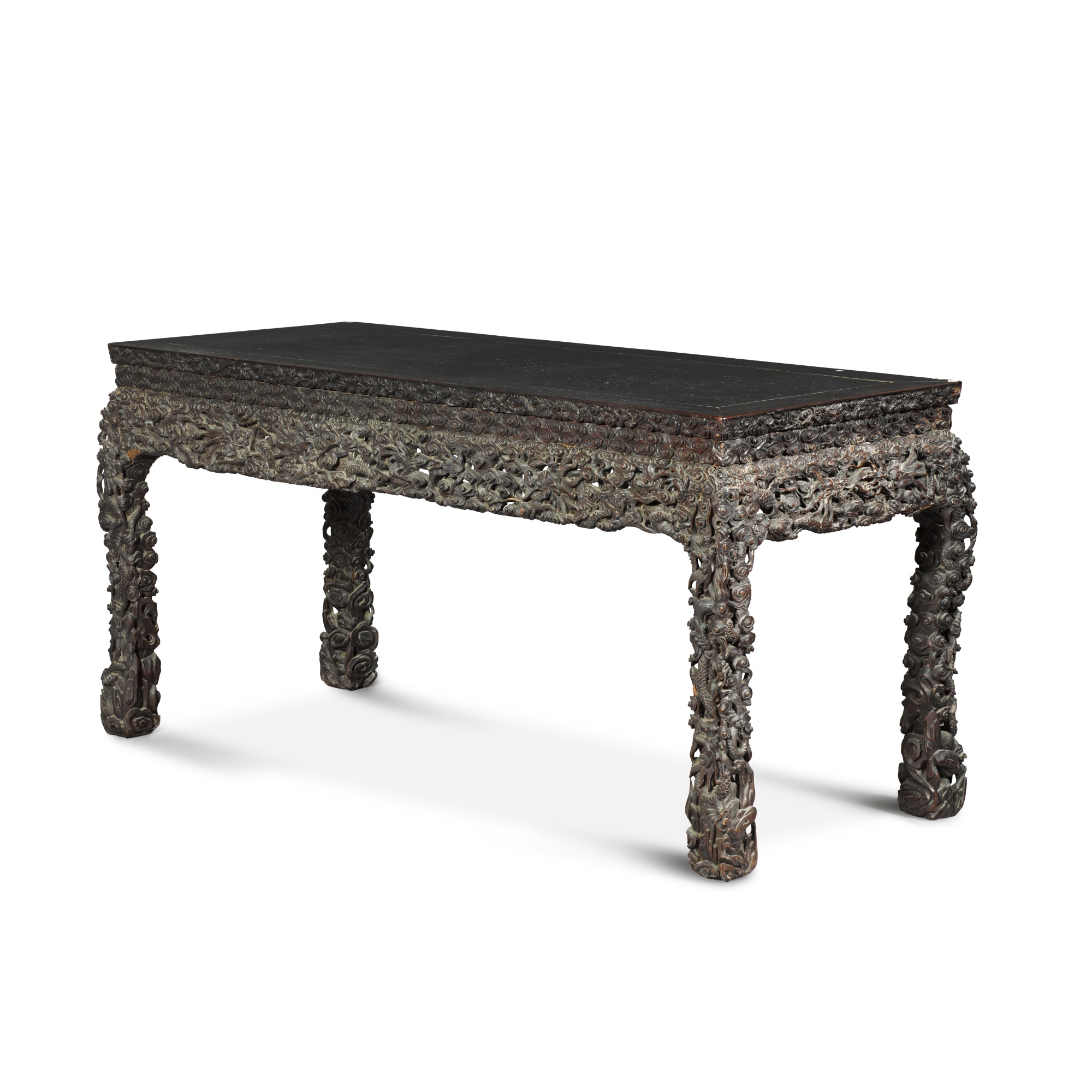 A carved' hongmu' 'dragon' table, — A carved' hongmu' 'dragon' table, 19th / 20th century 