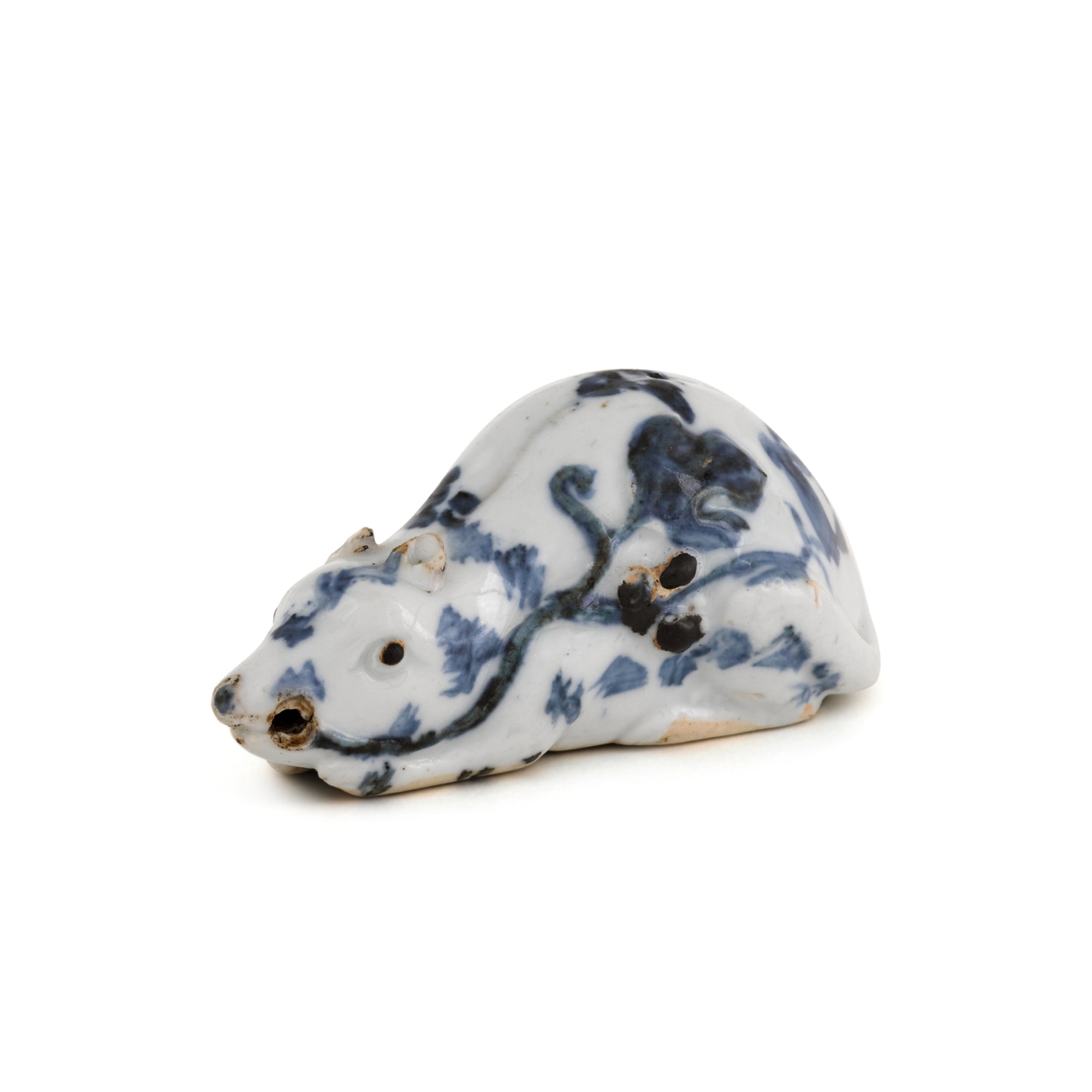 A blue and white figure of a squirrel, — A blue and white figure of a squirrel, Ming dynasty 