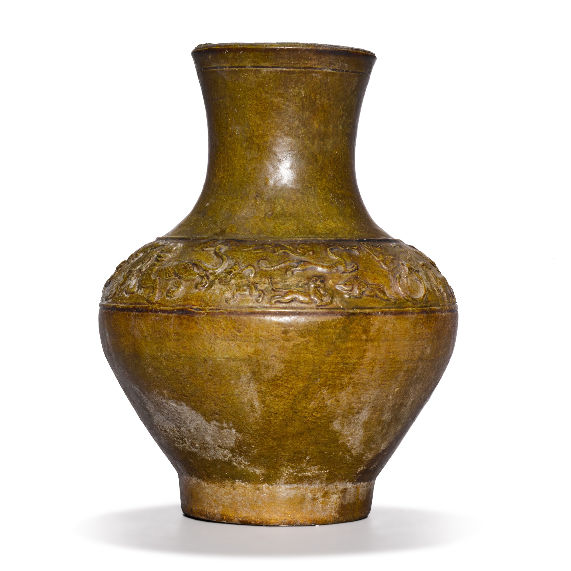 A brown-glazed pottery jar, — A brown-glazed pottery jar, Western Han dynasty 