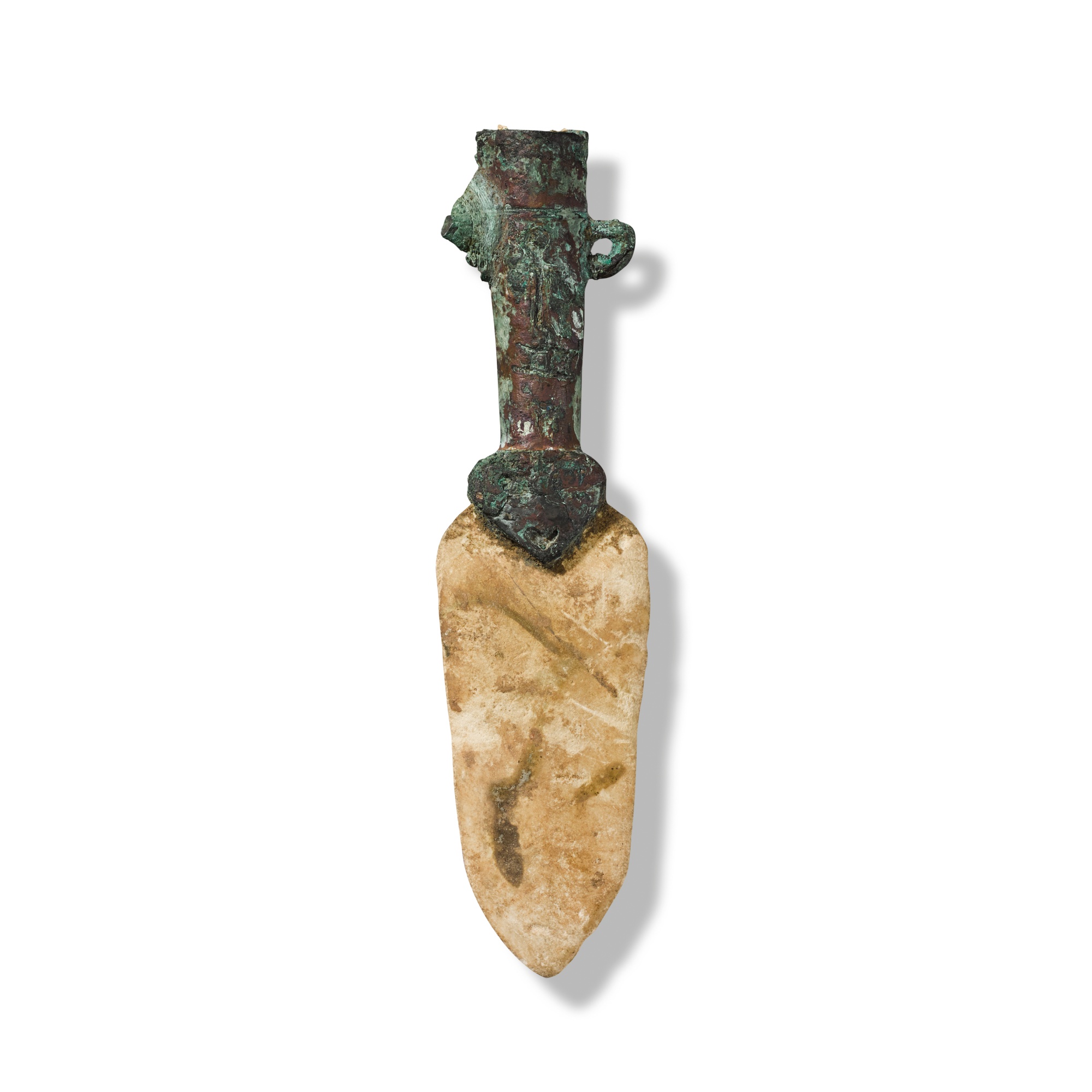 An archaic bronze and jade spearhead, — An archaic bronze and jade spearhead, Shang dynasty