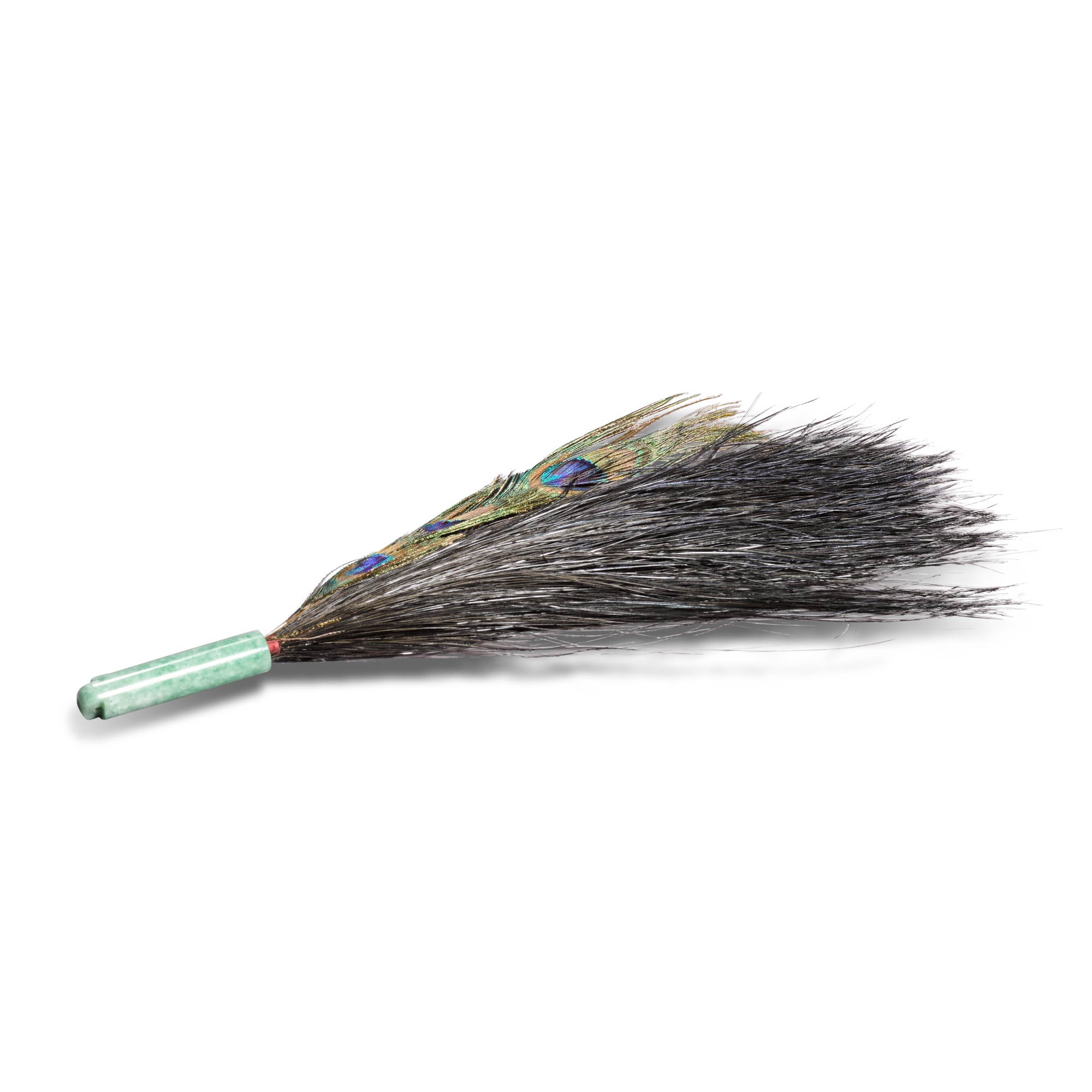 A jadeite peacock feather holder, — A jadeite peacock feather holder, Qing dynasty, late 19th century 