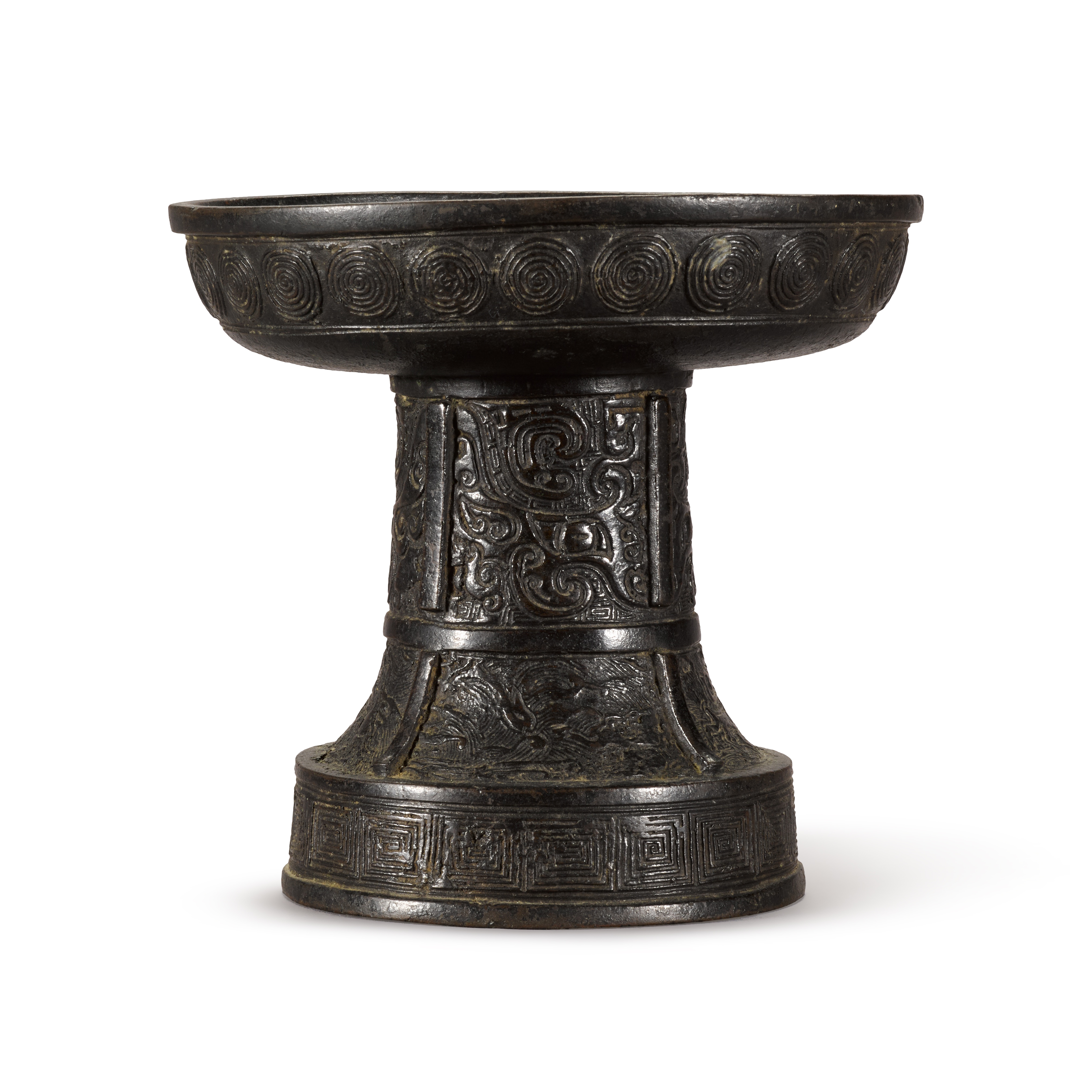 An archaistic bronze ritual food vessel (Dou), — 明弘治十三年（1500年） 銅豆