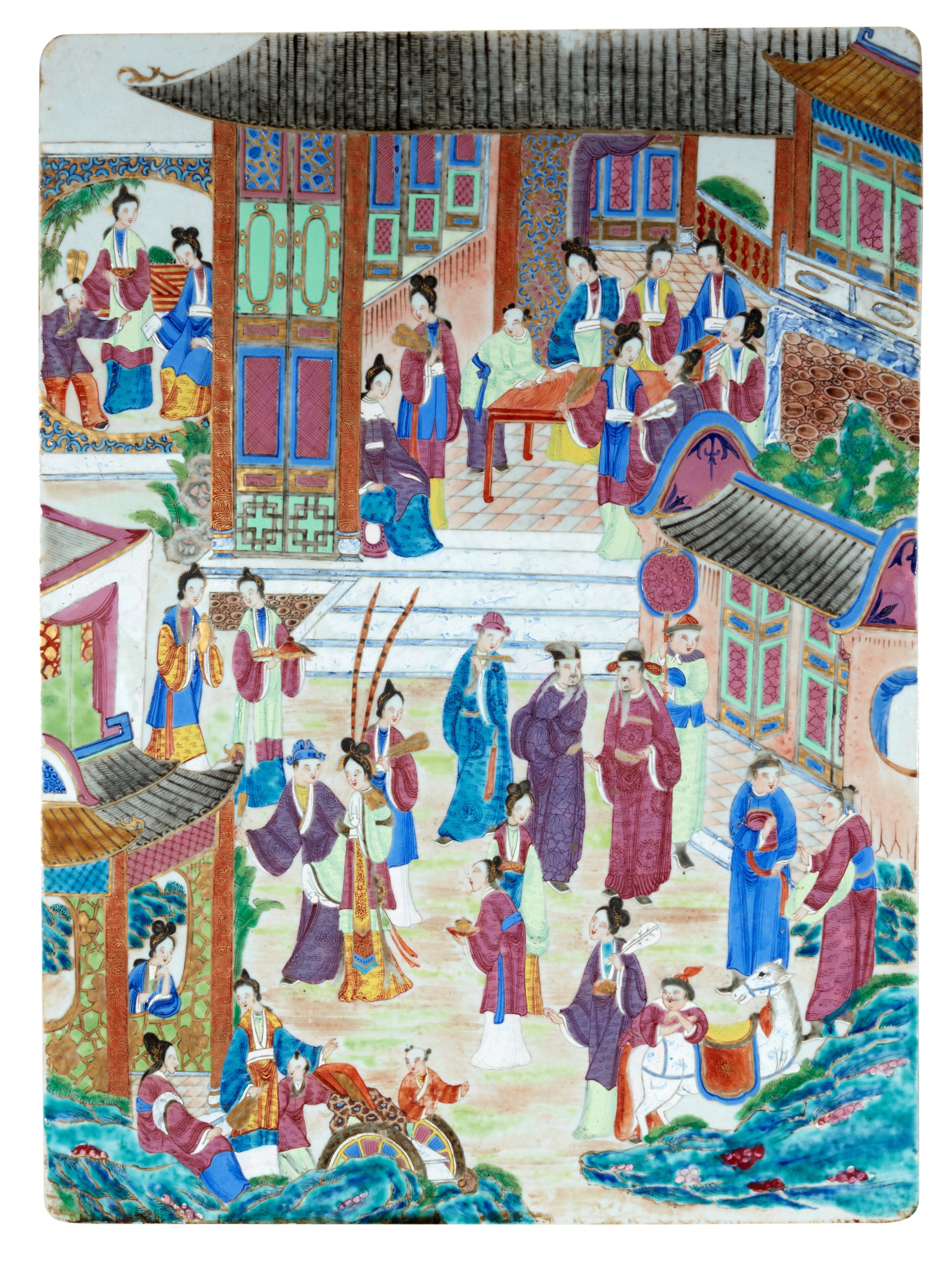 A famille-rose 'figural' plaque, — 清十九世紀 青花人物故事圖瓷板