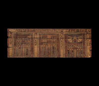 An Egyptian Polychrome Wood Sarcophagus Panel, 11th/12th Dynasty, 2081-1759 B.C.