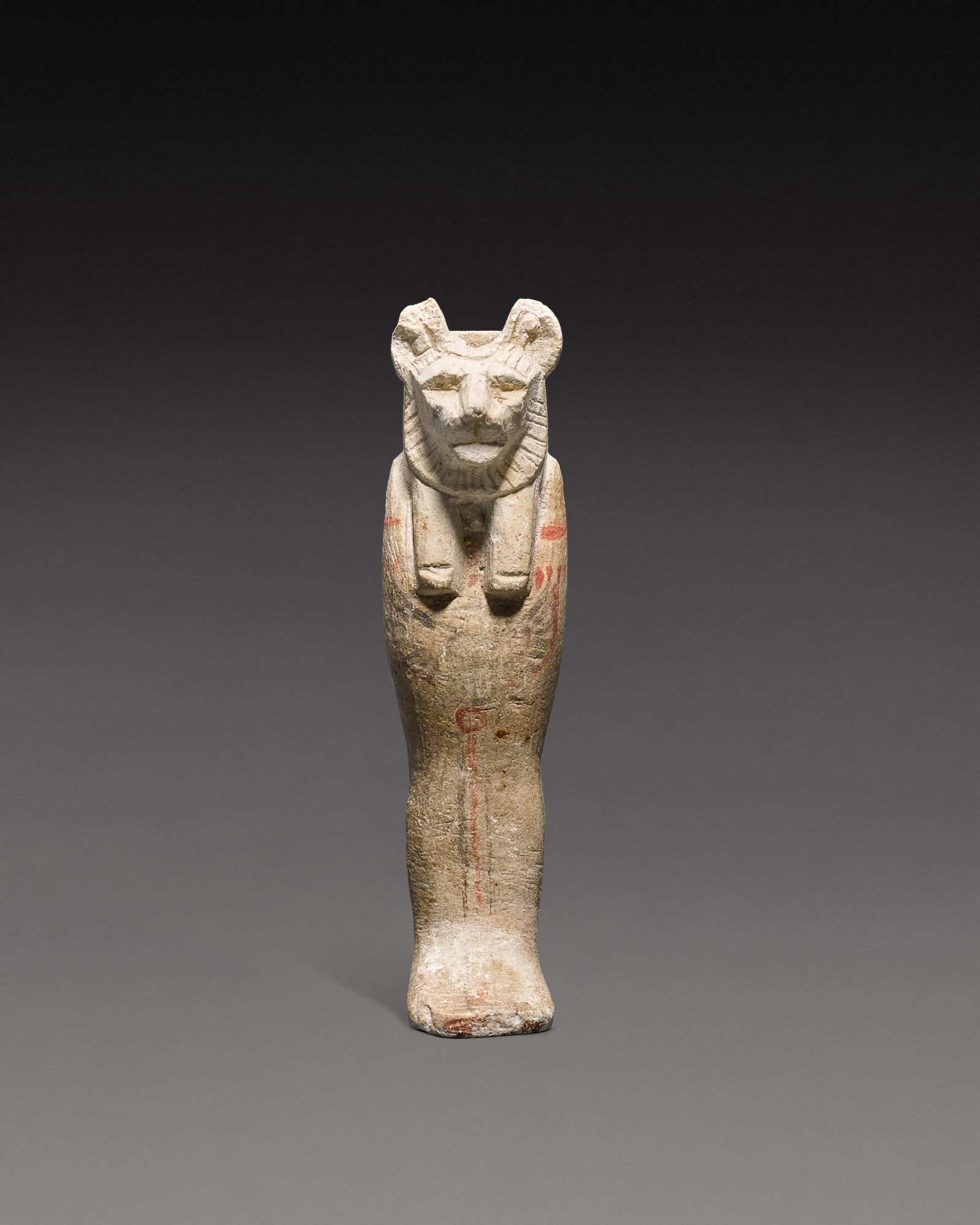 An Egyptian Polychrome Limestone Mummiform Figure of a Lion-headed Divinity — An Egyptian Polychrome Limestone Mummiform  Figure of a Lion-headed Divinity, 25th/30th dynasty, 750-342 B.C.