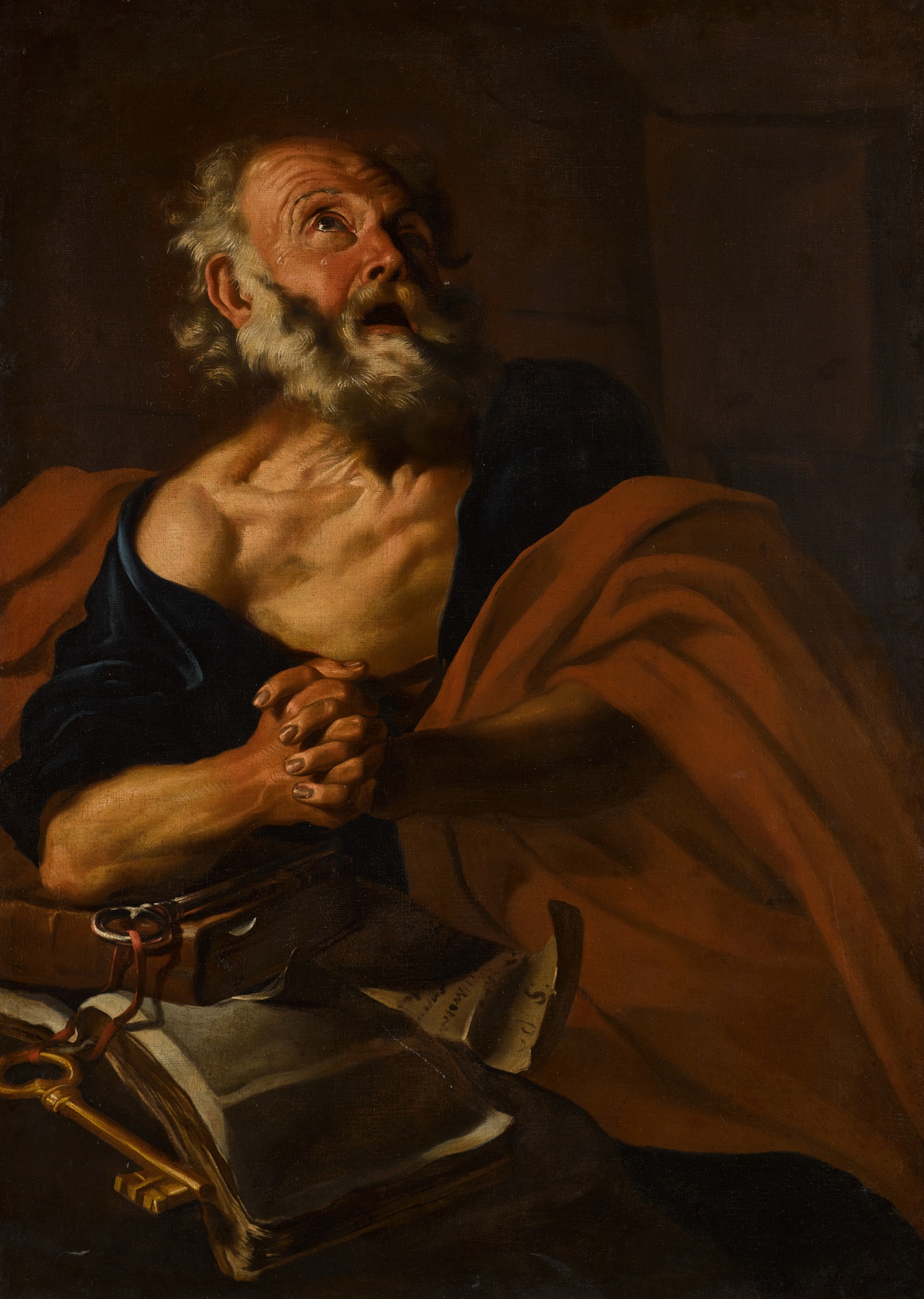 Roman School, 17th century — The penitent Saint Peter