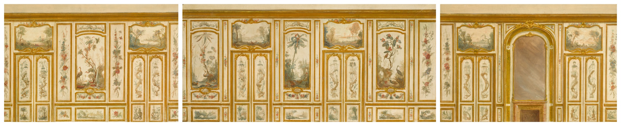 Set of three decorative schemes for a paneled Rococo interior
