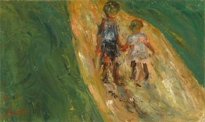 Deux enfants sur une route