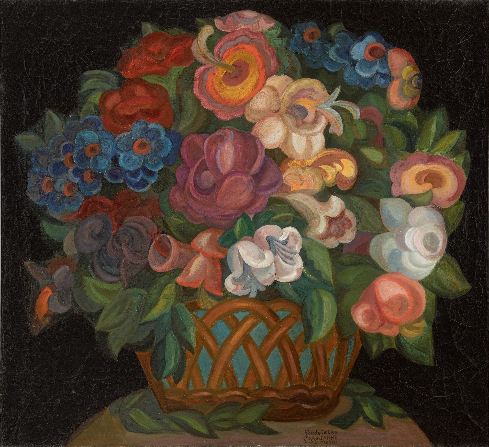 Fleurs sur fond noir